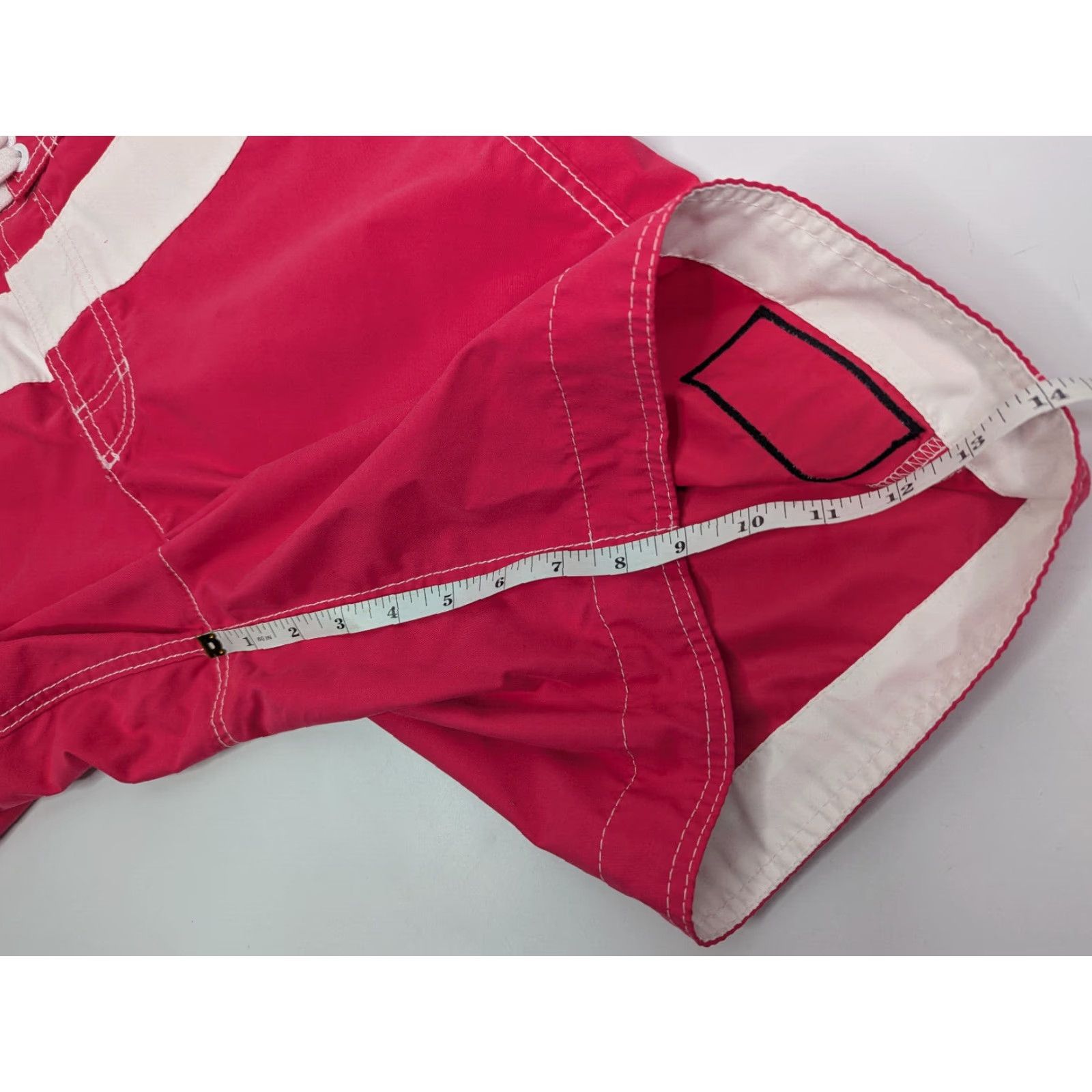 Abercrombie & Fitch Abercrombie & Fitch Swim Trunks Mens XL Pink White Stripe Unlined Drawstring Size ONE SIZE - 3 Thumbnail