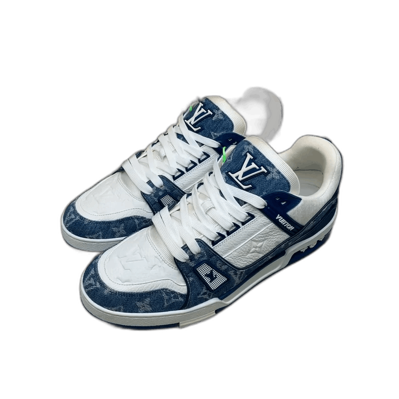 Louis Vuitton White Blue Denim Sneakers-yf