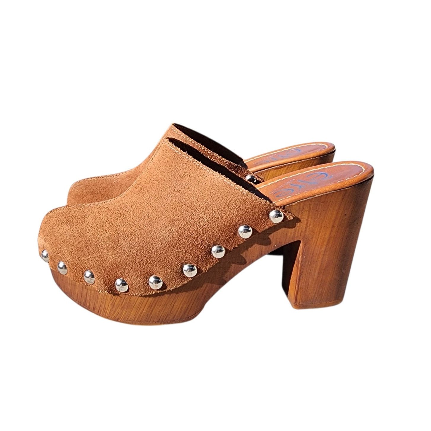 Designer Etre Studded Suede Clog Platform Mules 39 Size US 8.5 / IT 38.5 - 7 Thumbnail