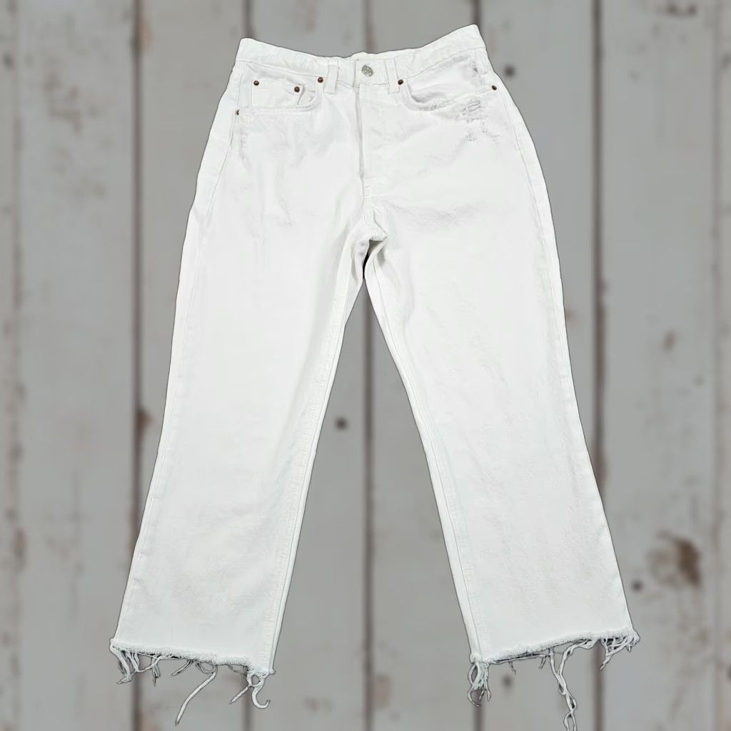 GRLFRND VINTAGE Grlfrnd Jeans Womens 28 White High Rise Straight Crop Denim 22in Inseam USA Karolina Size 28" / US 6 / IT 42 - 1 Thumbnail