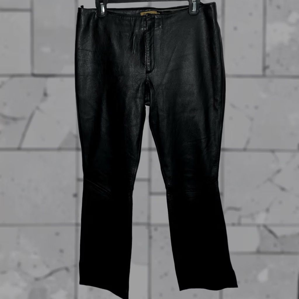 Vintage Rem Garson Black Genuine Leather Pants Womens Size 8x30 Size 40" / US 18 - 1 Thumbnail