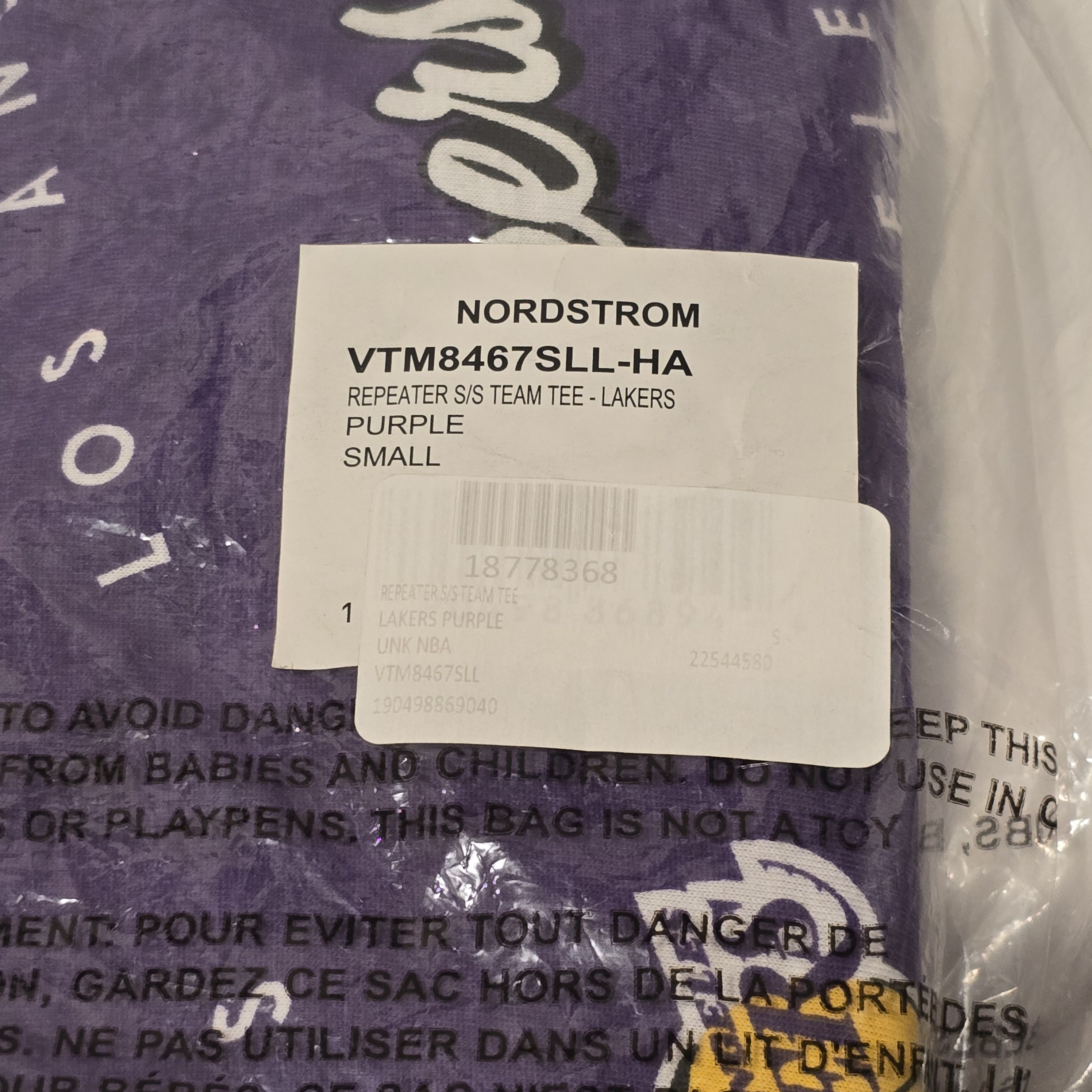 Other UNK NBA Men's L.A.Lakers Repeater Short Sleeve Tee, Small Size US S / EU 44-46 / 1 - 6 Thumbnail