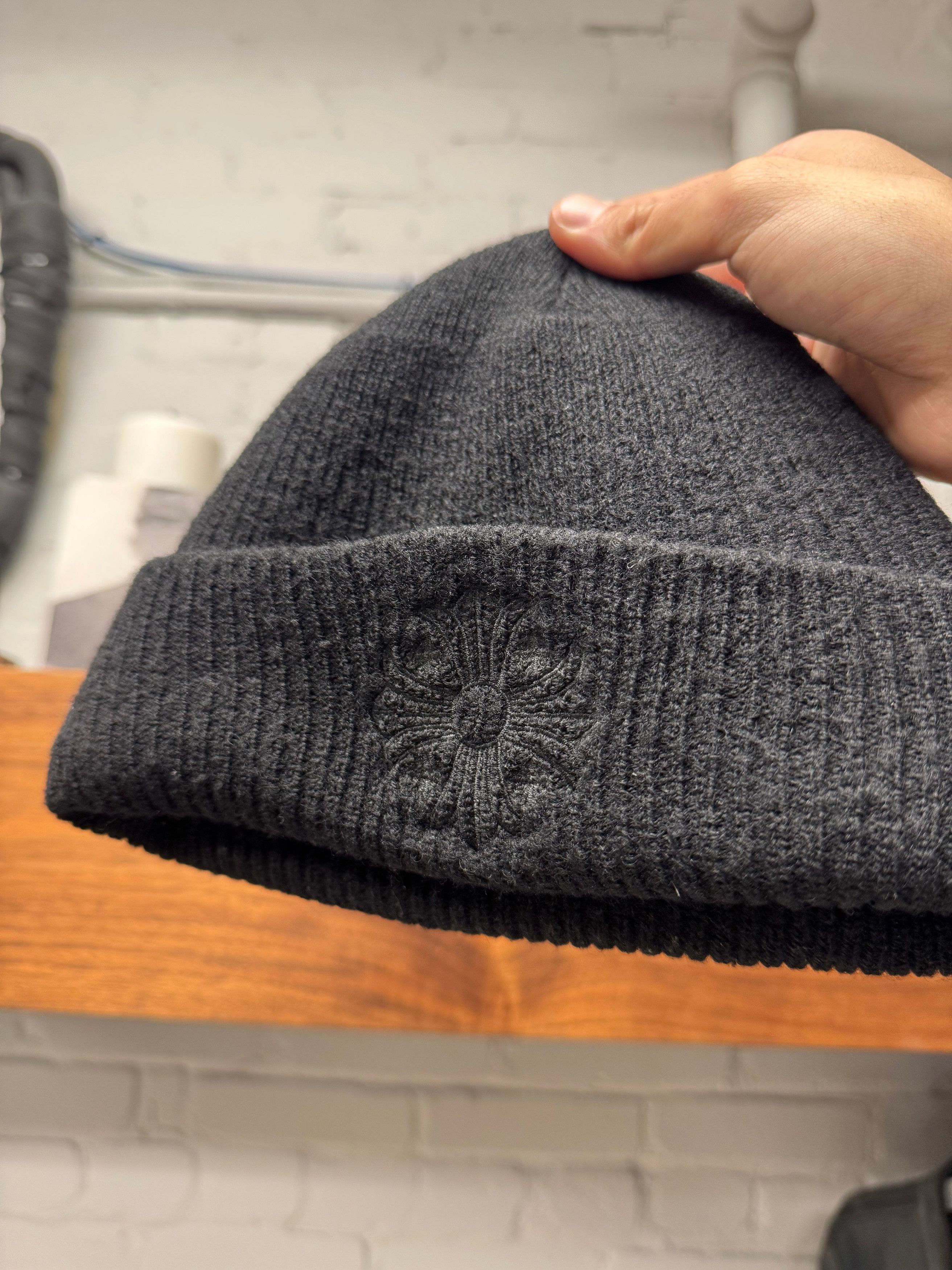 Chrome Hearts Chrome Hearts Black Ribbed ‘Plus Cross’ Wool Knit Beanie Size ONE SIZE - 2 Thumbnail