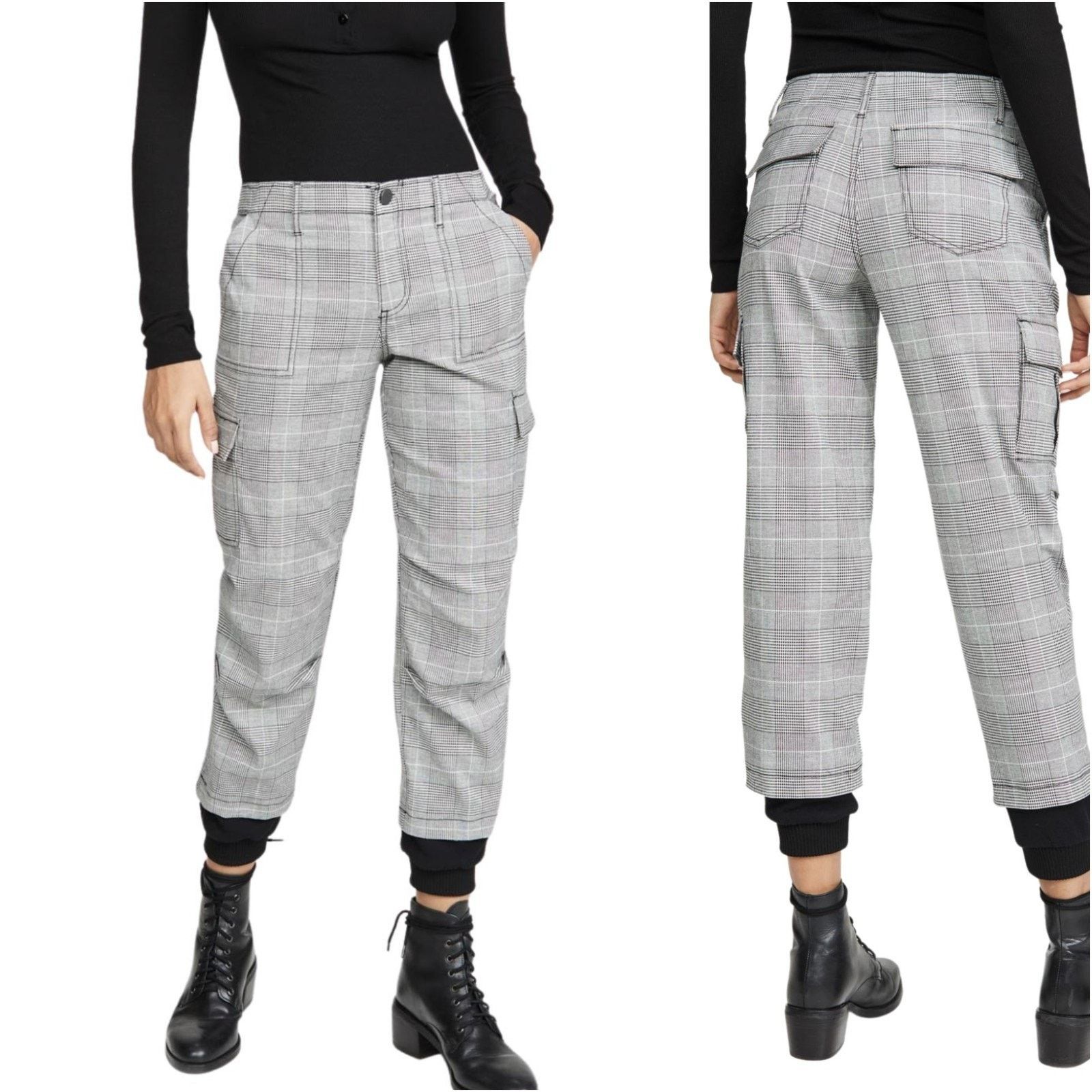 Alice + Olivia Alice + Olivia Isaac Distress Cargo Pants Grey houndstoot Size 30" / US 8 / IT 44 - 1 Thumbnail