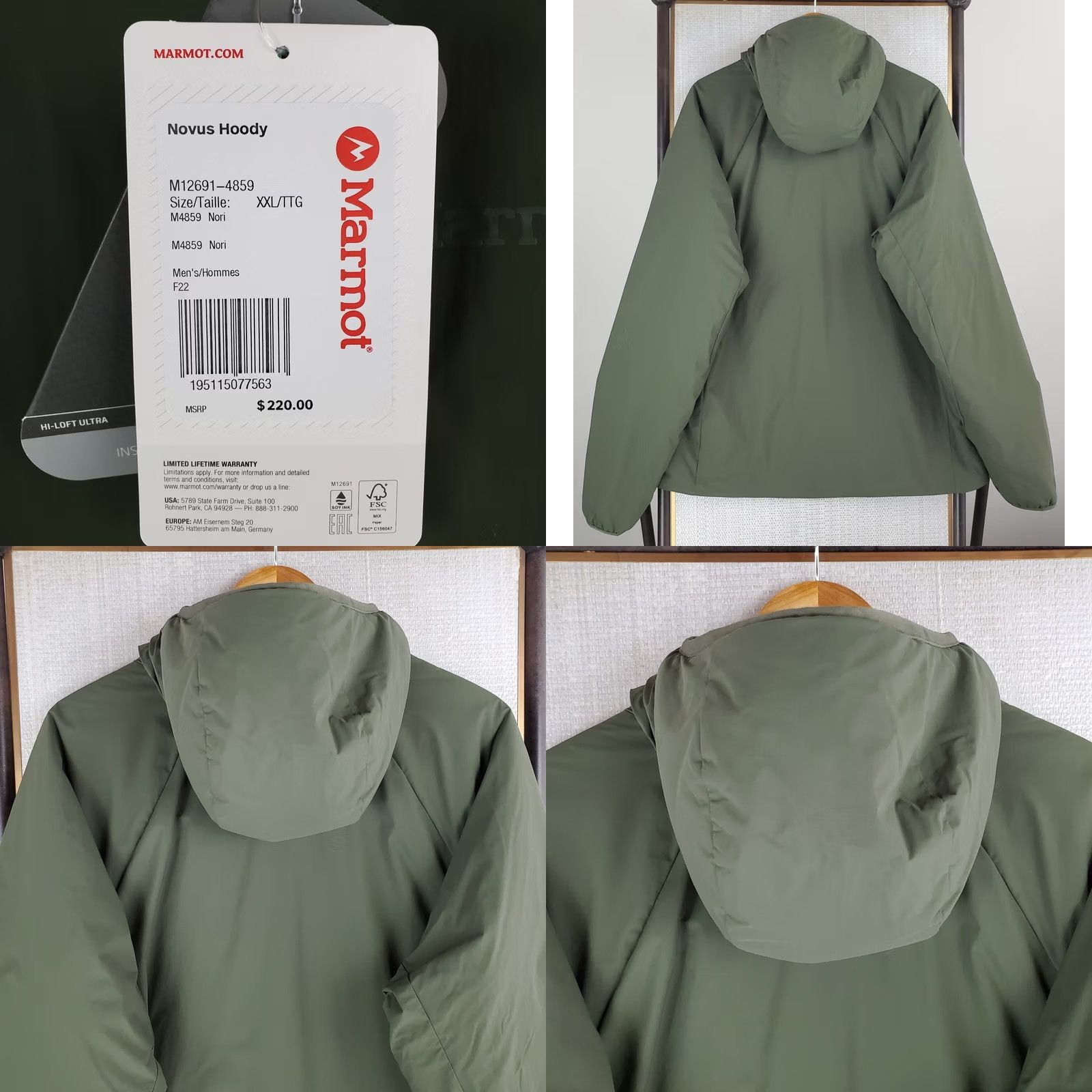 Marmot Marmot Jacket 2XL Hooded Primaloft Silver Insulated Full Zip Nylon Winter Ski Coat Mens Green Od Green Nori Oliv Drab Size US XXL / EU 58 / 5 - 8 Thumbnail