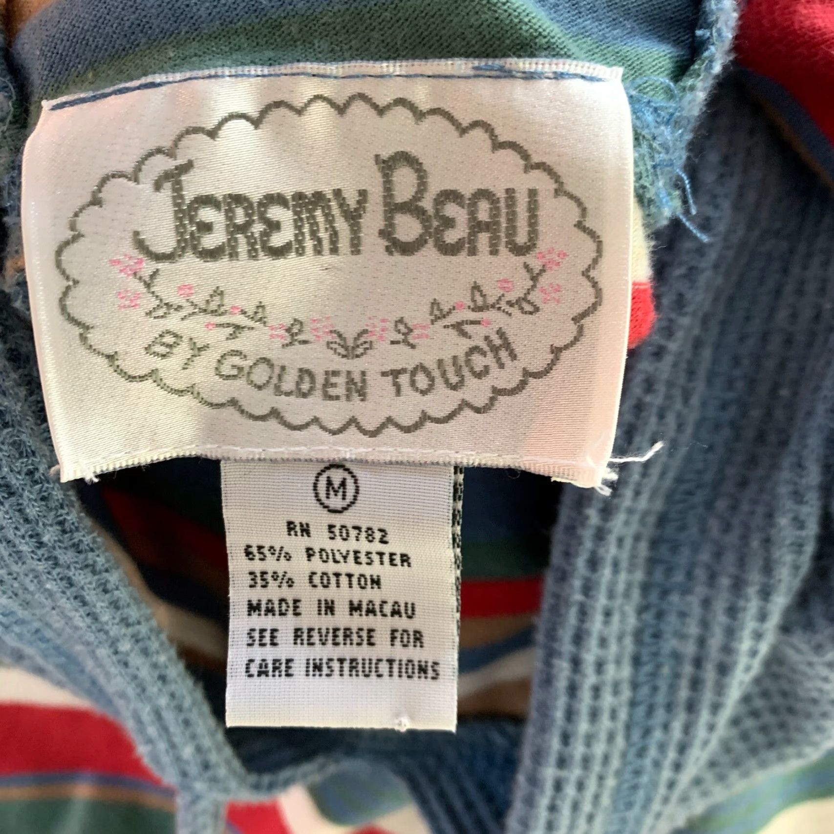 Vintage VINTAGE 90s Jeremy Beau Shirt M Blue Striped Hooded Drawstring Grunge Size M / US 6-8 / IT 42-44 - 4 Thumbnail