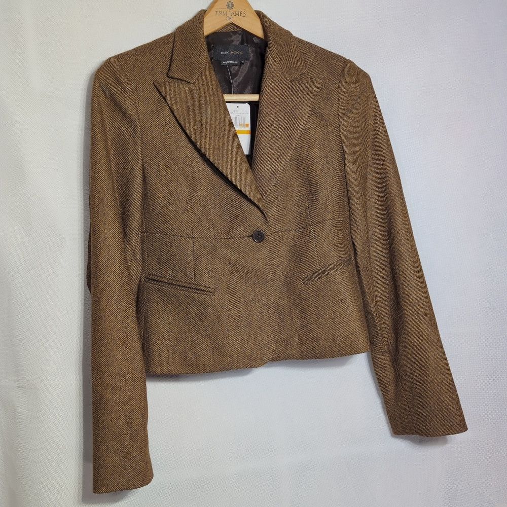 Bcbgmaxazria BCBG Maxazria Marilyn Sz S Tweed Women's Brown Blazer Jacke Size S / US 4 / IT 40 - 2 Thumbnail