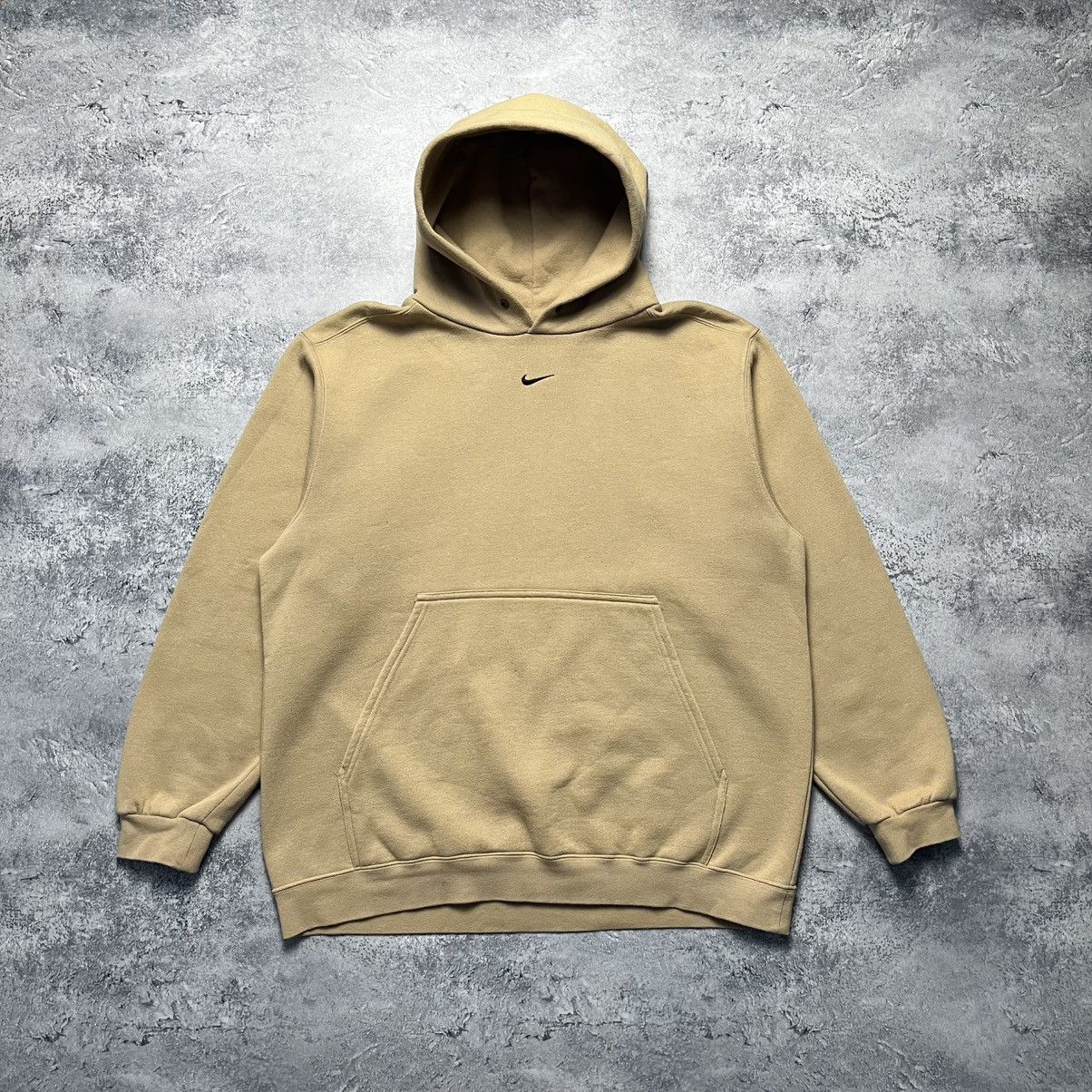 Nike Vintage Nike Central Swoosh Oversized Beige Hoodie Y2K Size US S / EU 44-46 / 1 - 1 Thumbnail