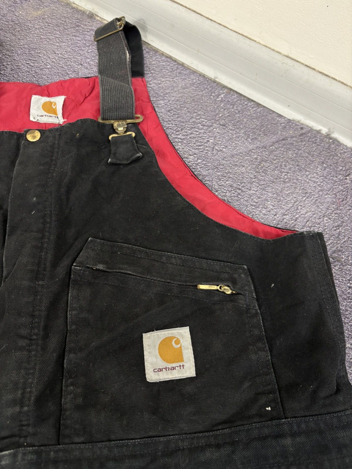 Carhartt Vintage Carhartt Bib Overalls Quilted Lined R04 BLK Canvas Size US 38 / EU 54 - 12 Thumbnail