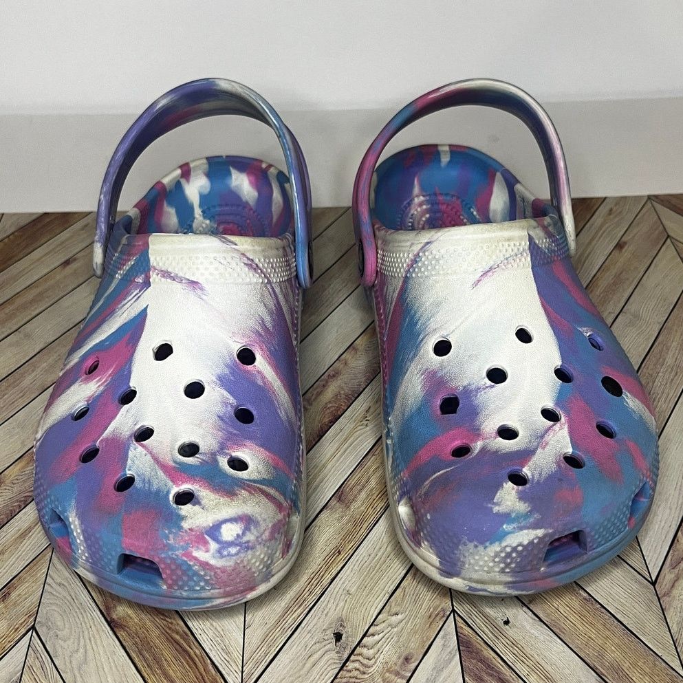 Crocs Crocs Classic Marbled Slingback Clog White/Purple Girls 3 Size US 5.5 / IT 35.5 - 3 Thumbnail