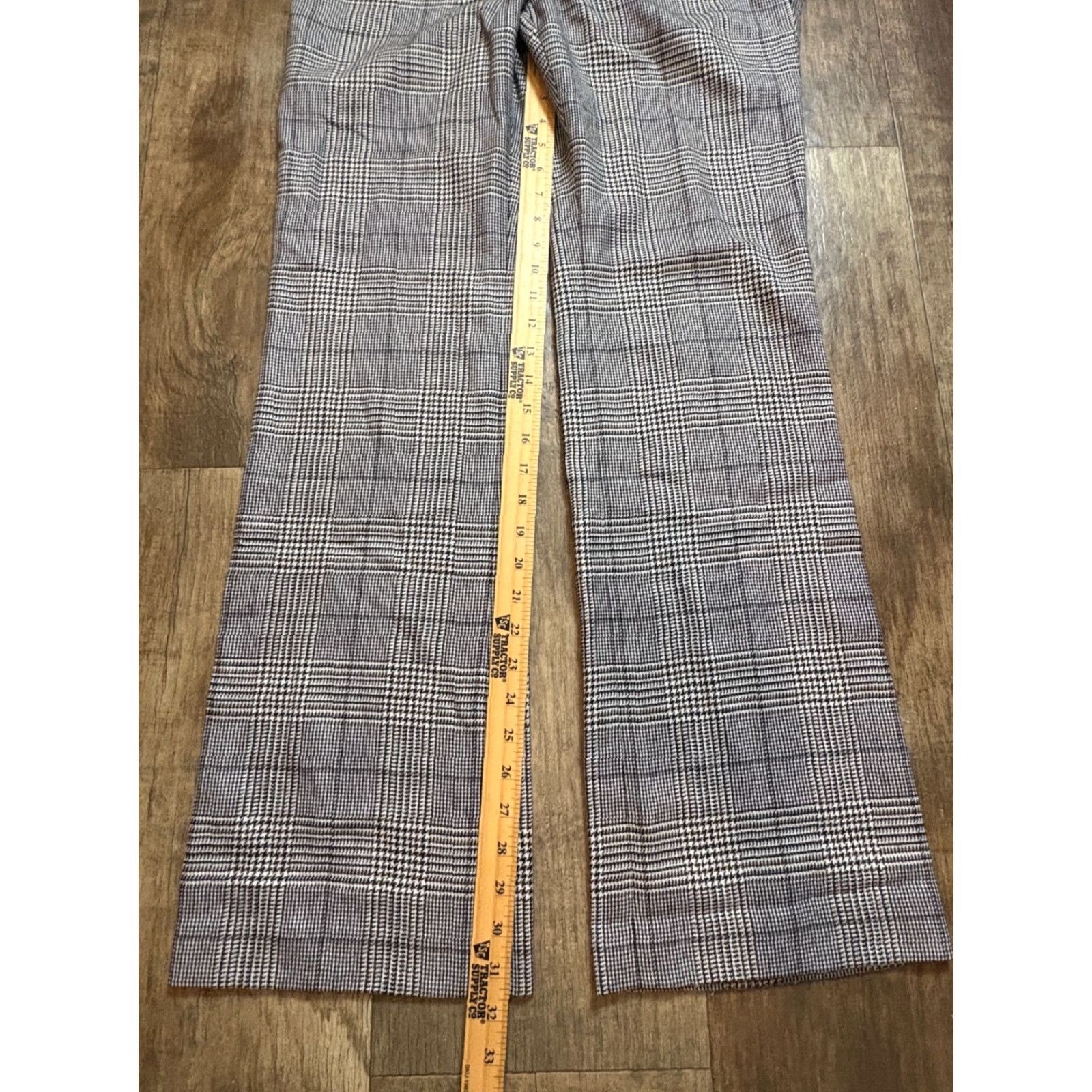 Ann Taylor Loft Wool Pants Womens Size 6 Wool Blend Check Ankle Front Zip Button Multicolor Polyester Wool Ann Taylor Regular Womens Pants Size 28" / US 6 / IT 42 - 2 Thumbnail