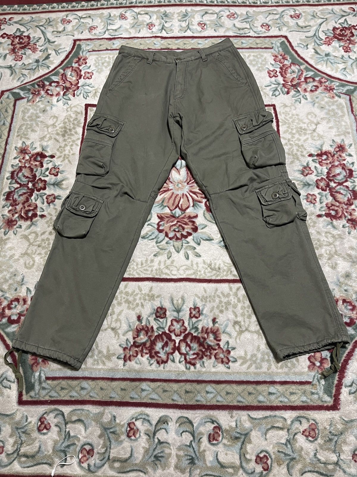 Japanese Brand Green olive Multipoket Cargo pants Y2k Baggy Size US 32 / EU 48 - 4 Thumbnail