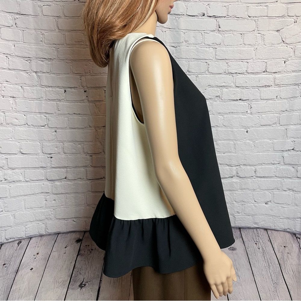 Ann Taylor Ann Taylor Sleeveless Black White Peplum Blouse Top Size LP Size L / US 10 / IT 46 - 9 Thumbnail