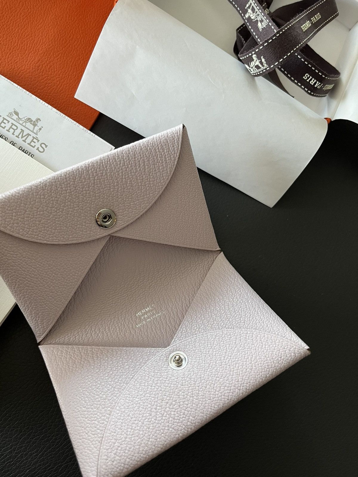 Hermes Hermes Brand New Calvi Mauve Pale Chèvre Mysore Leather Size ONE SIZE - 7 Thumbnail