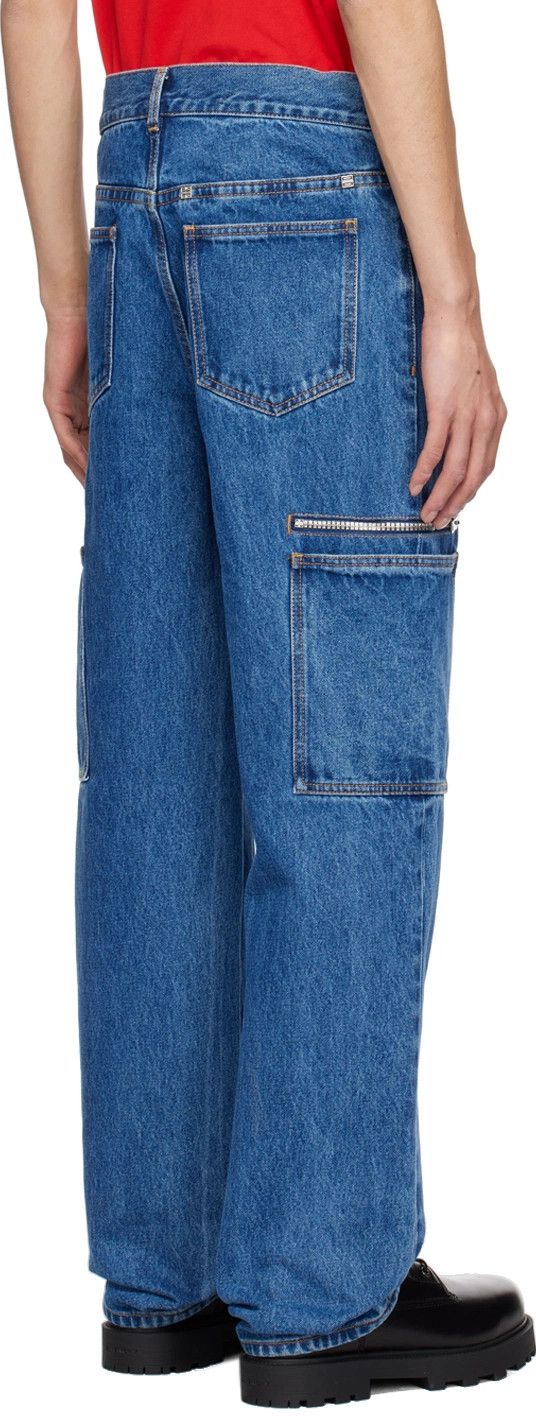 Givenchy o1srvl11e0125 Marbled Denim Cargo Pants in Blue Size 25" / US 0 / IT 36 - 3 Thumbnail