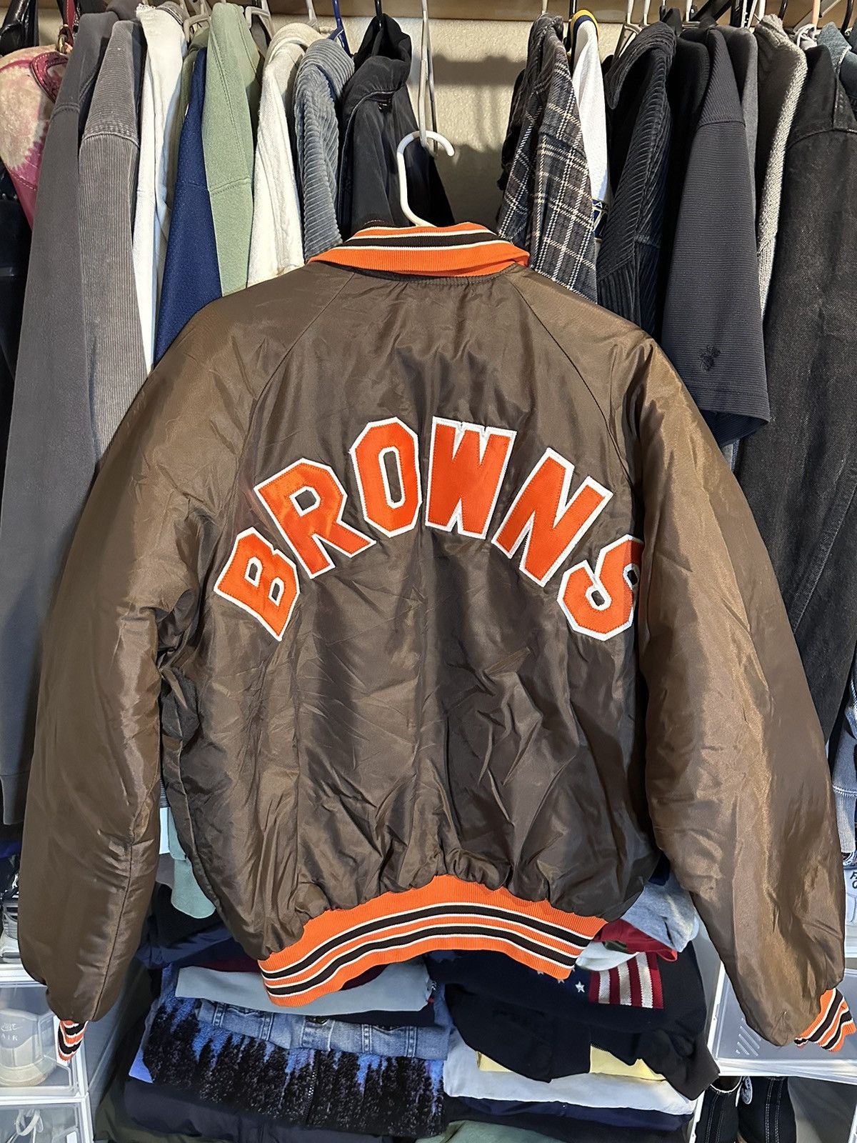 image of Nfl x Vintage Cleveland Browns Satin Jacket, Men's (Size XL)