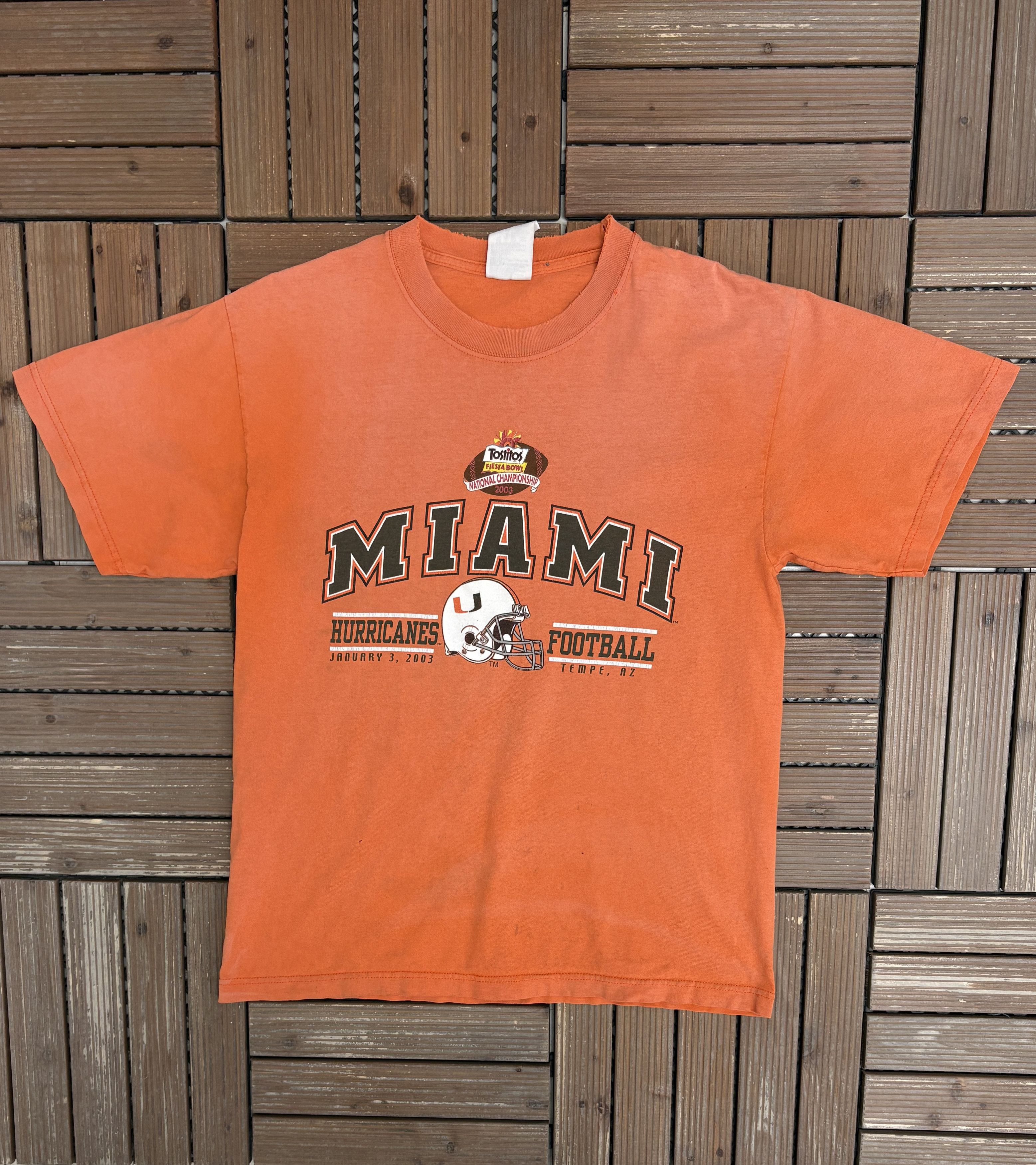 Vintage Miami Hurricanes Fiesta Bowl 2003 Vintage Orange T-Shirt Tee Size US L / EU 52-54 / 3 - 1 Thumbnail