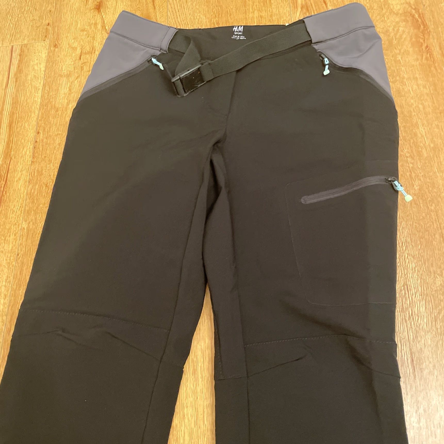 H&M VINTAGE H&M Water Repellent Utility Cargo Pants Black Sz 8 Pockets Buckle Belt Slim Women Regular Pants Size 30" / US 8 / IT 44 - 3 Thumbnail