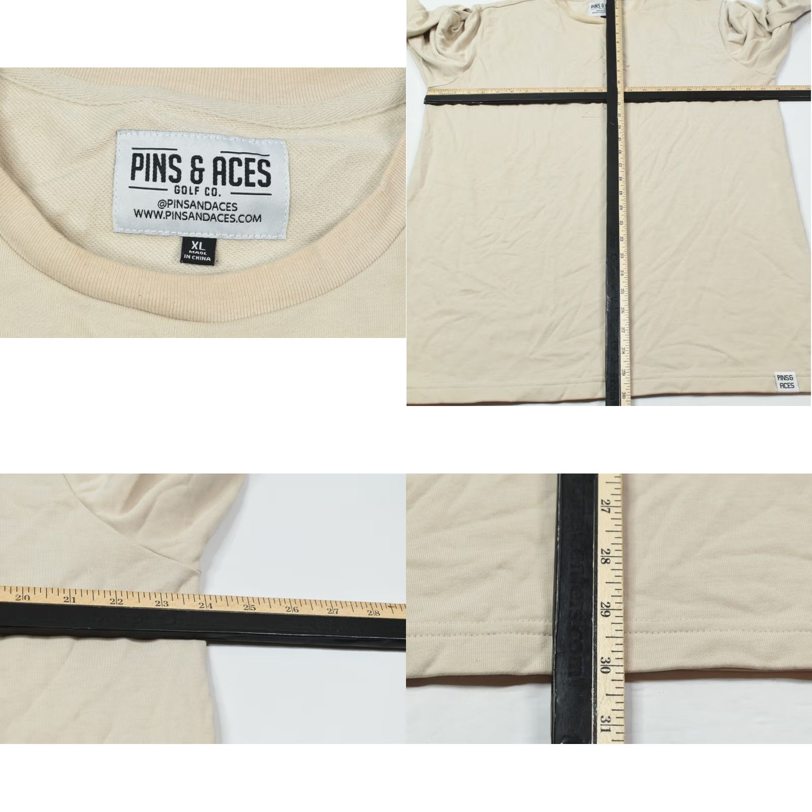 Vintage Pins & Aces Sweat Shirt Mens XL Beige Long Sleeve Crew Neck Pullover Golf Size US XL / EU 56 / 4 - 8 Thumbnail