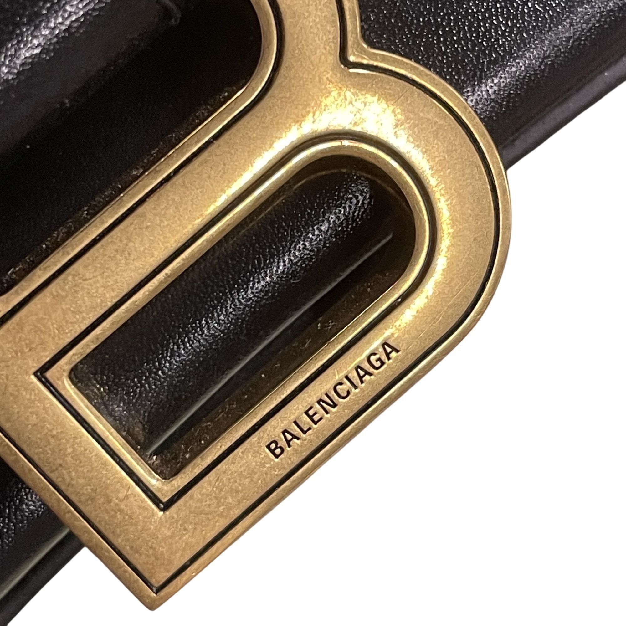 Balenciaga Balenciaga Hourglass Small Black Leather Handbag With Gold H Size ONE SIZE - 5 Thumbnail