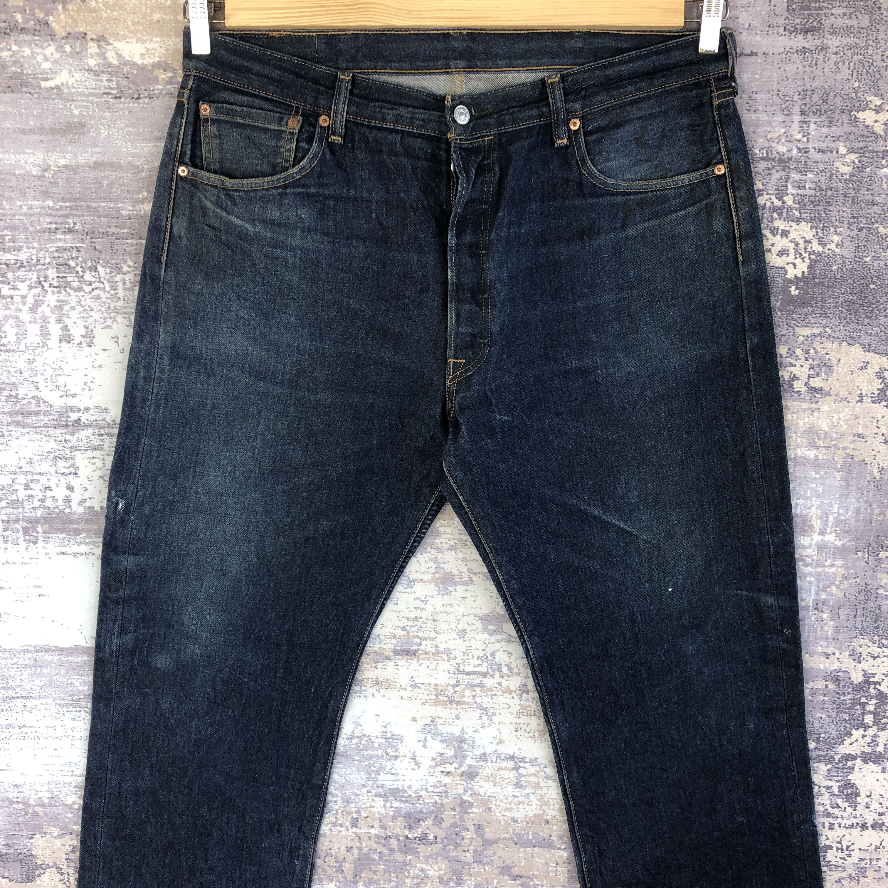 Levi's Vintage Y2K Levis 501 RedTab DarkWash Button Fly Jeans Denim Size US 36 / EU 52 - 3 Thumbnail
