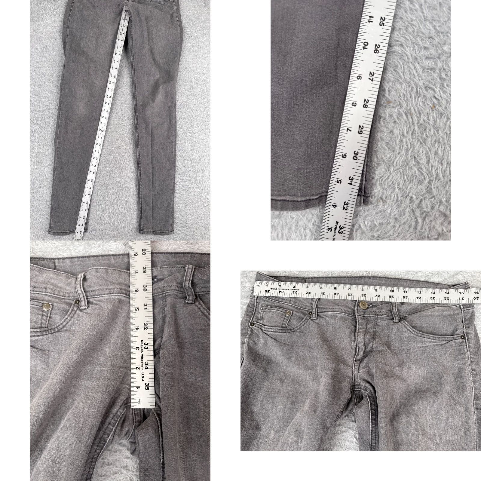 Denime &Denim Womens Jeans 29 Gray Super Skinny Low Waist Cotton 30x34 Size 29" - 8 Thumbnail