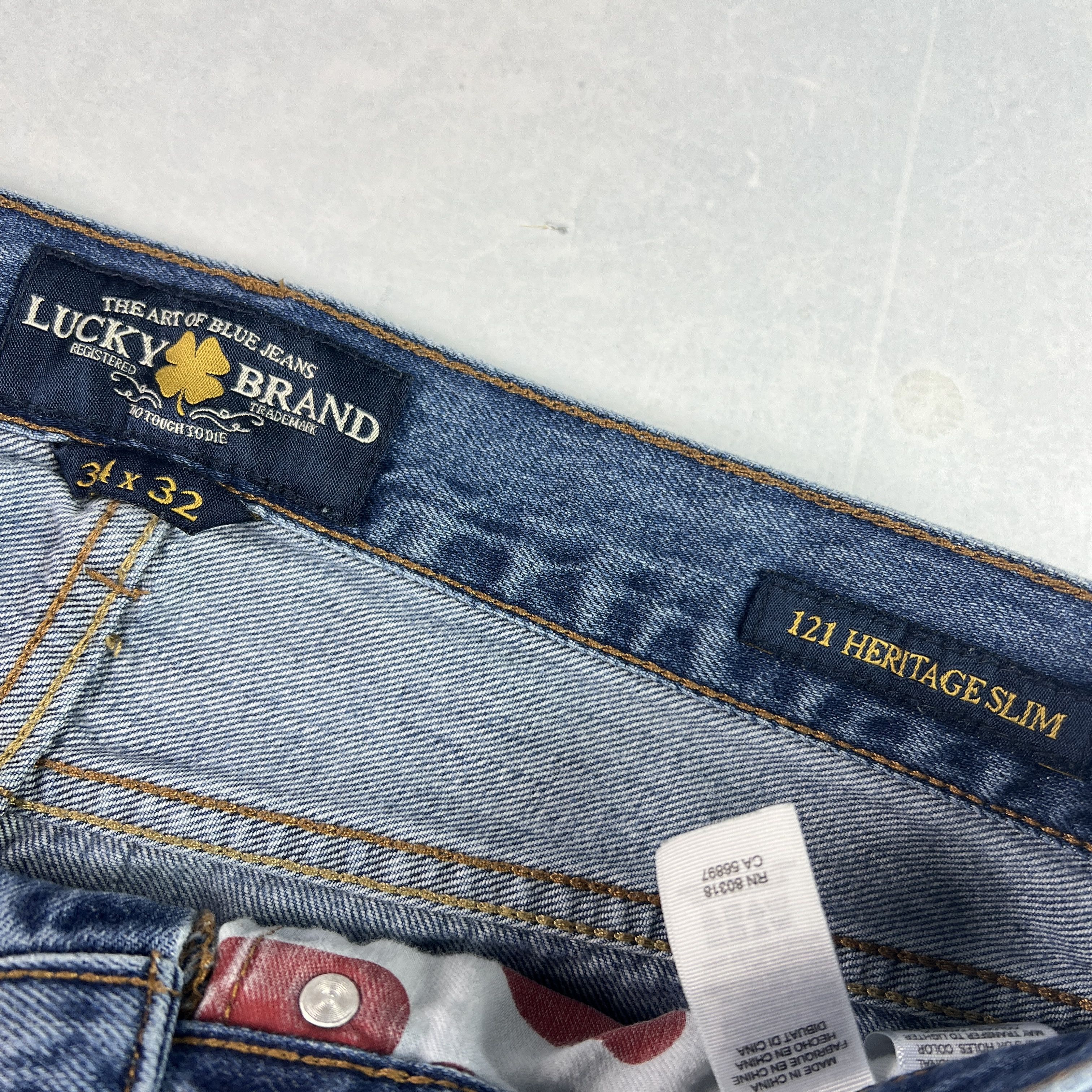 Lucky Brand Lucky Brand Jean 121 Heritage Slim Straight Blue Faded Denim Size US 34 / EU 50 - 8 Thumbnail