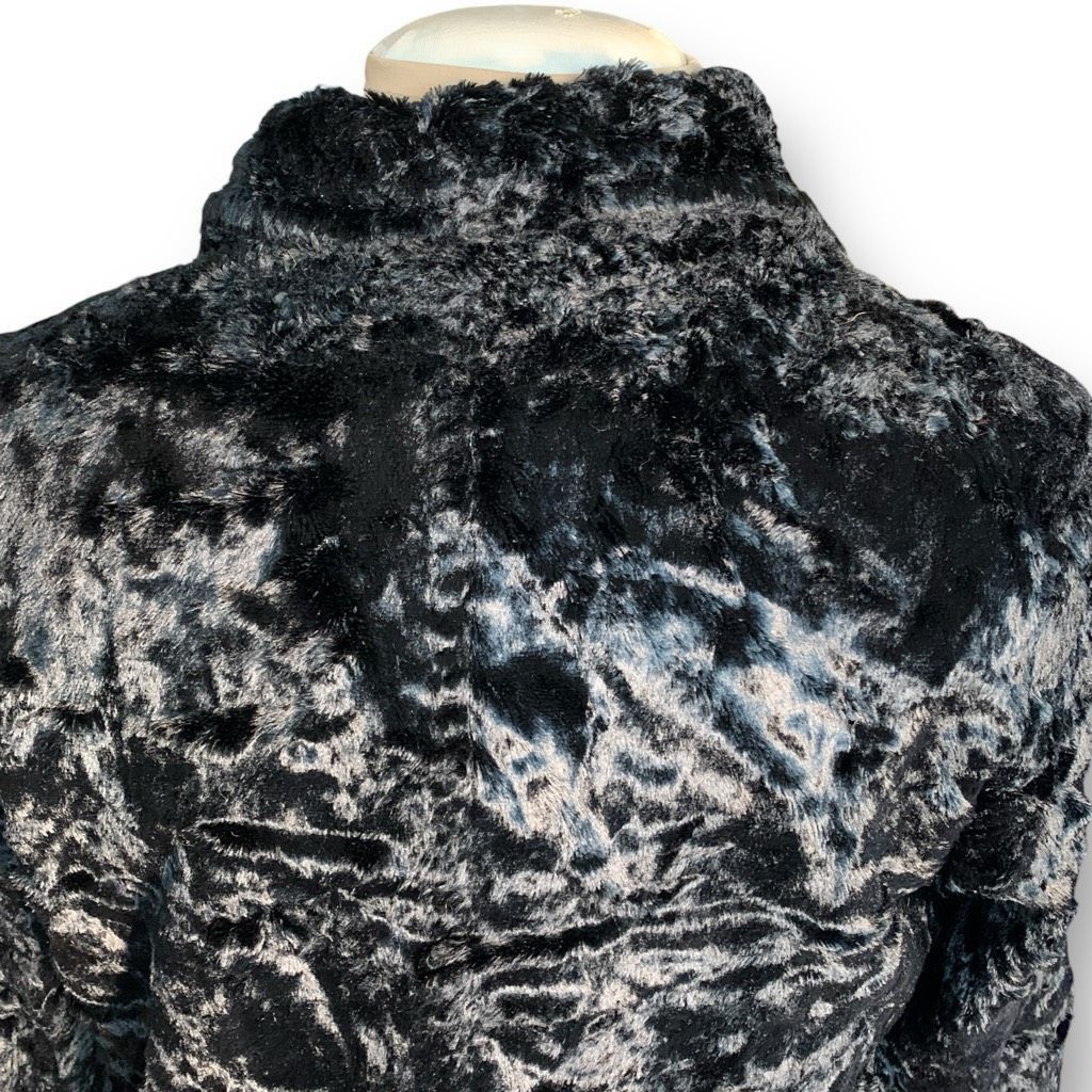 Vintage Vintage XOE New York Black Faux Fur Double Breasted Peacoat Size S / US 4 / IT 40 - 6 Thumbnail