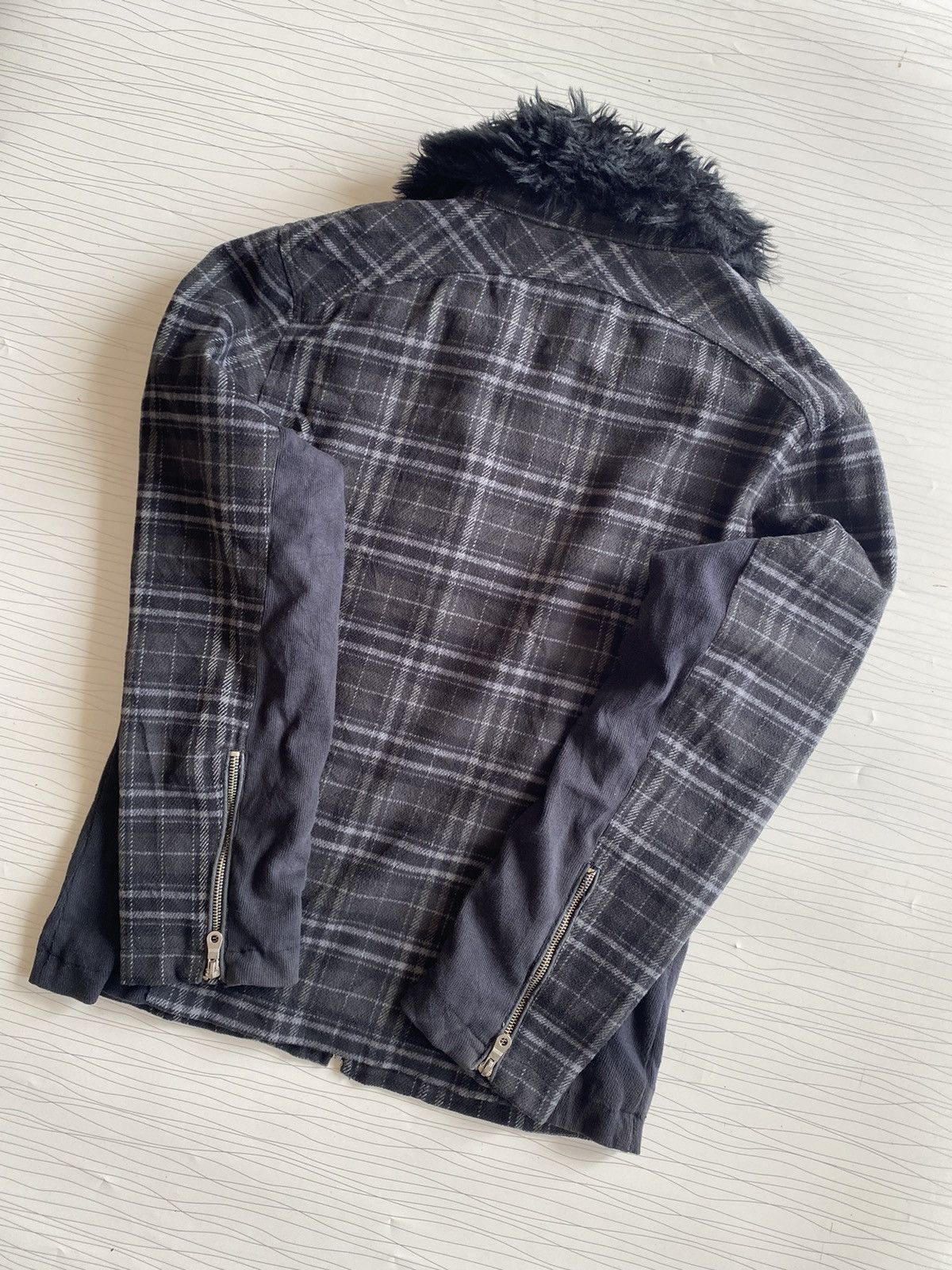 If Six Was Nine × Japanese Brand × Seditionaries Double Focus Grey Tartan Fur Neck Punk Style Wool Jacket Size US L / EU 52-54 / 3 - 11 Thumbnail