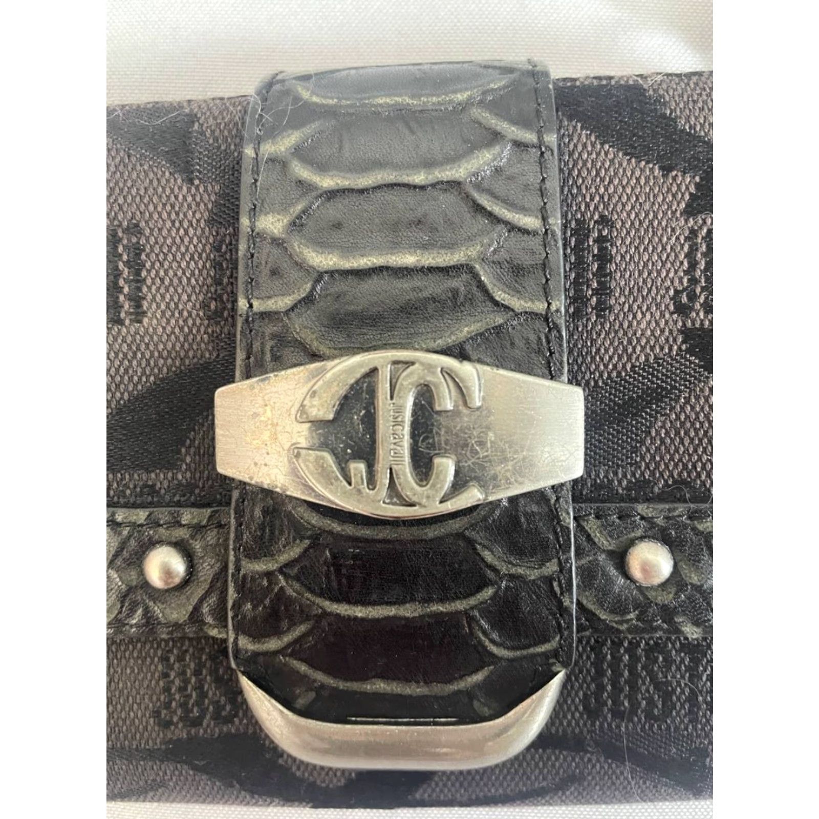 Just Cavalli Just Cavalli Wallet Gray Cotton Zipper Card Holder Womens One Size Credit Card Size ONE SIZE - 4 Thumbnail