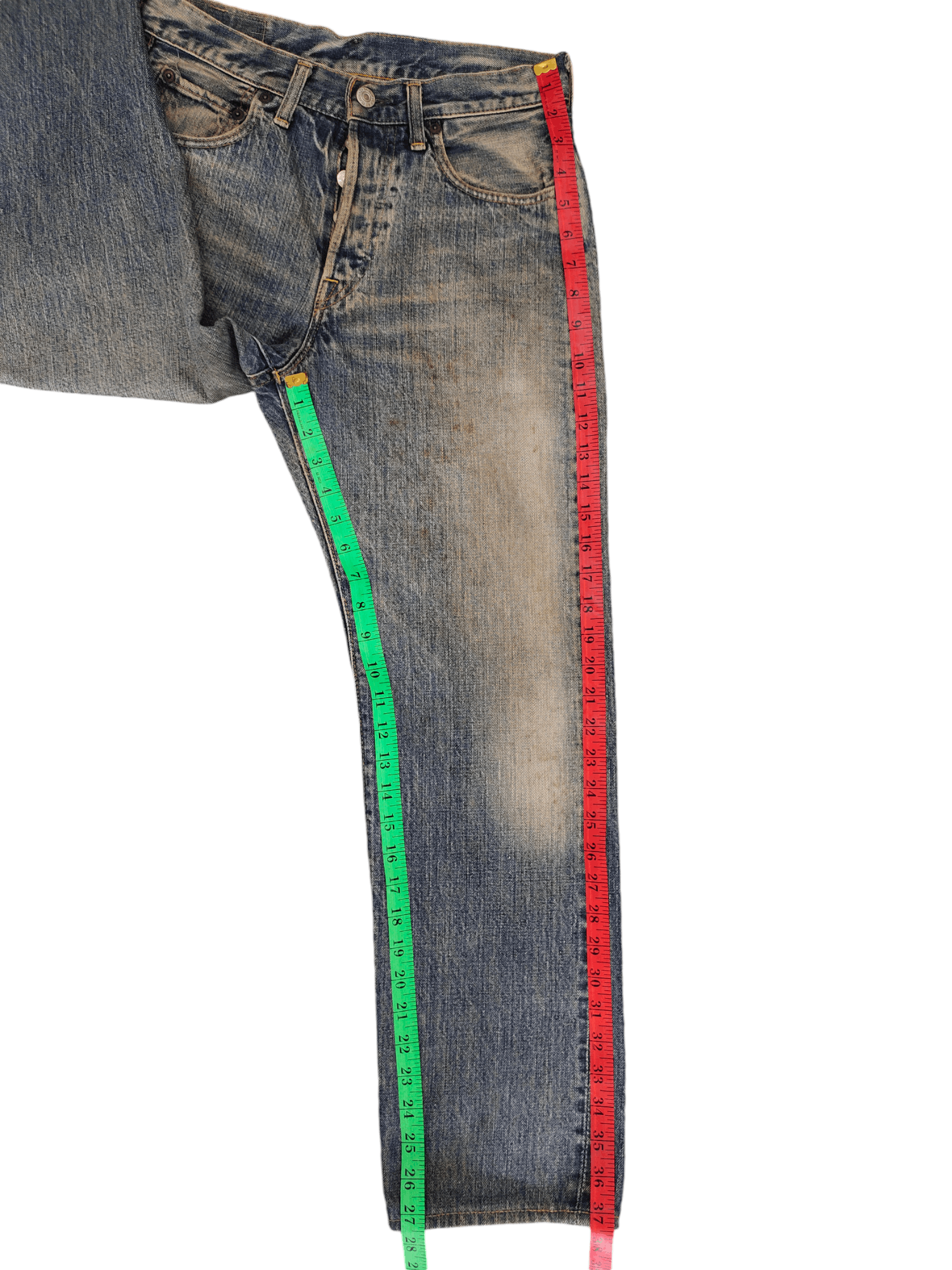 Denime 1990s Denime Japan Clawmark Distress Faded Raw Denim Jeans Size US 29 - 5 Thumbnail
