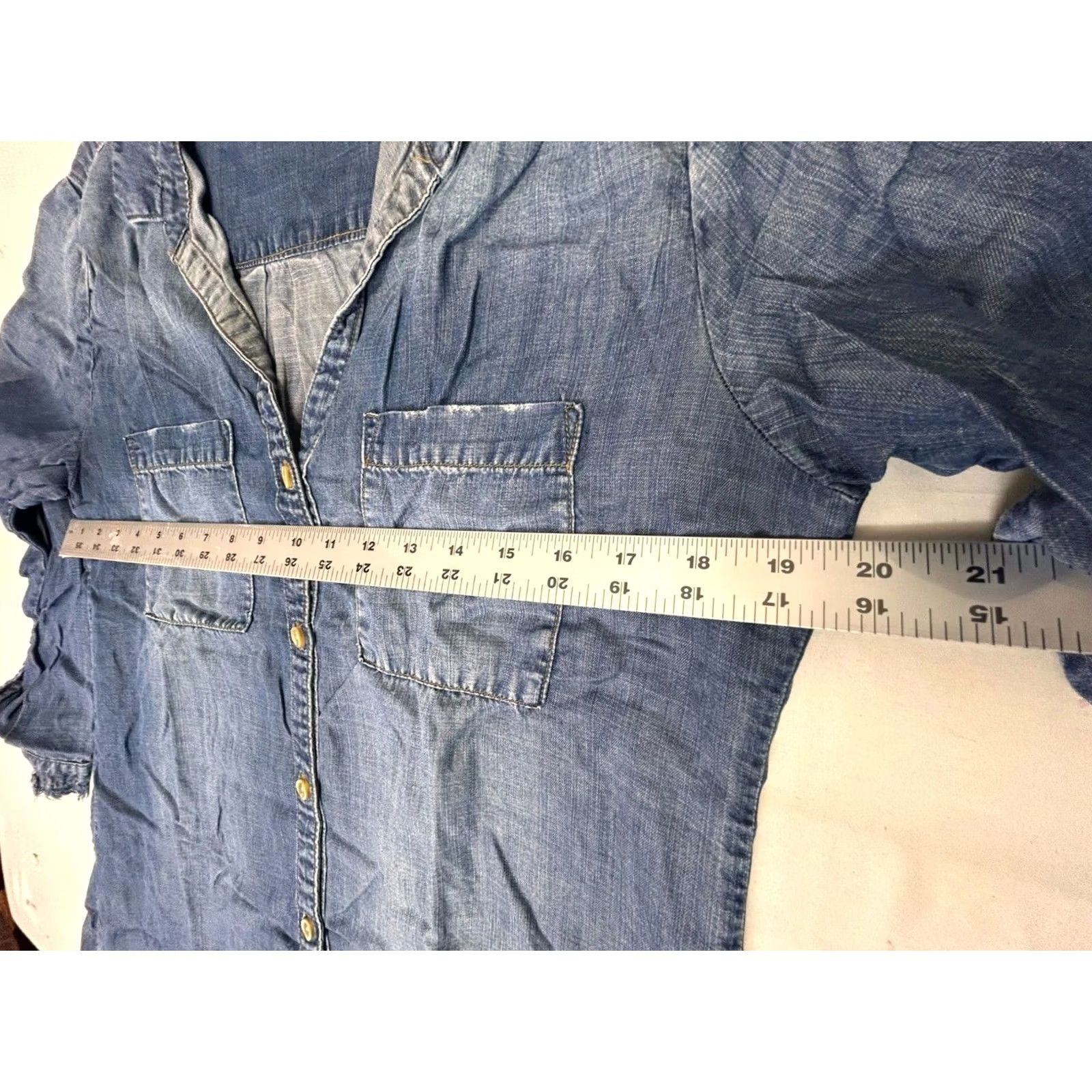 CLOT Cloth & Stone Womens Blue Chambray Button Down Dress Shirt Dress M Size M / US 6-8 / IT 42-44 - 5 Thumbnail