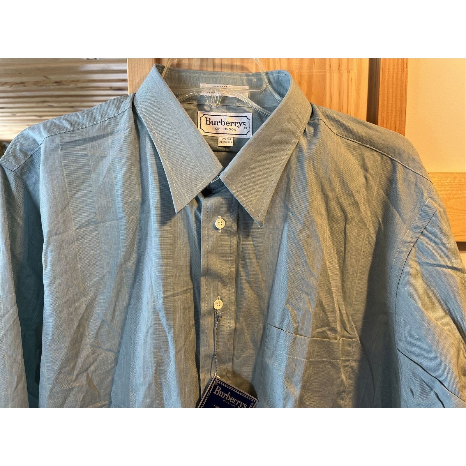 Burberry Burberry Men’s 16.5 34 Green Grey LS Button Up Cotton Shirt Size US L / EU 52-54 / 3 - 8 Thumbnail
