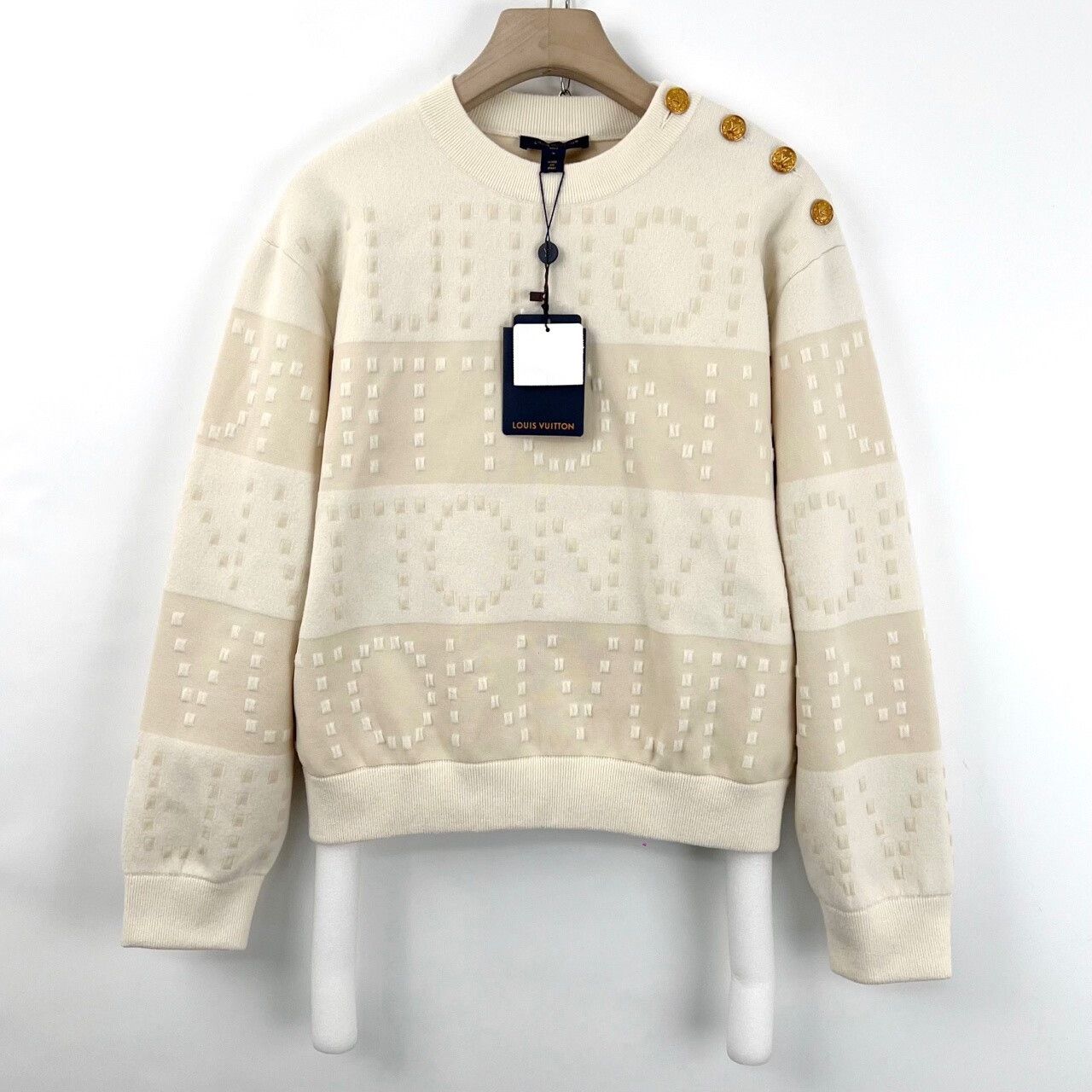 Louis Vuitton Louis Vuitton Beige Striped Logo Knit Sweater Size S / US 4 / IT 40 - 1 Thumbnail