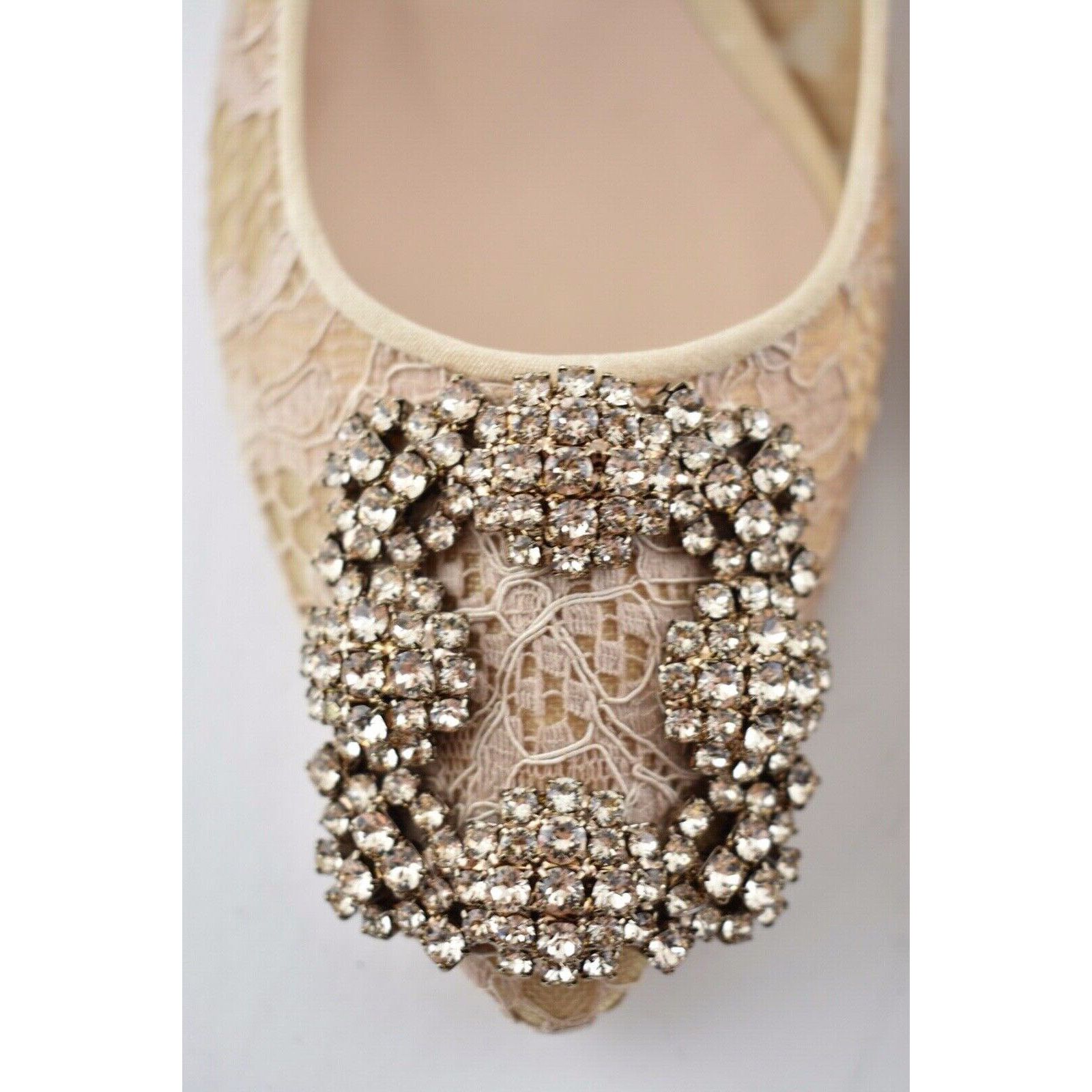 Manolo Blahnik Hangisi Flat Lace Crystal Jewel Buckle Ballerina Ballet 35 Size US 5 / IT 35 - 7 Thumbnail