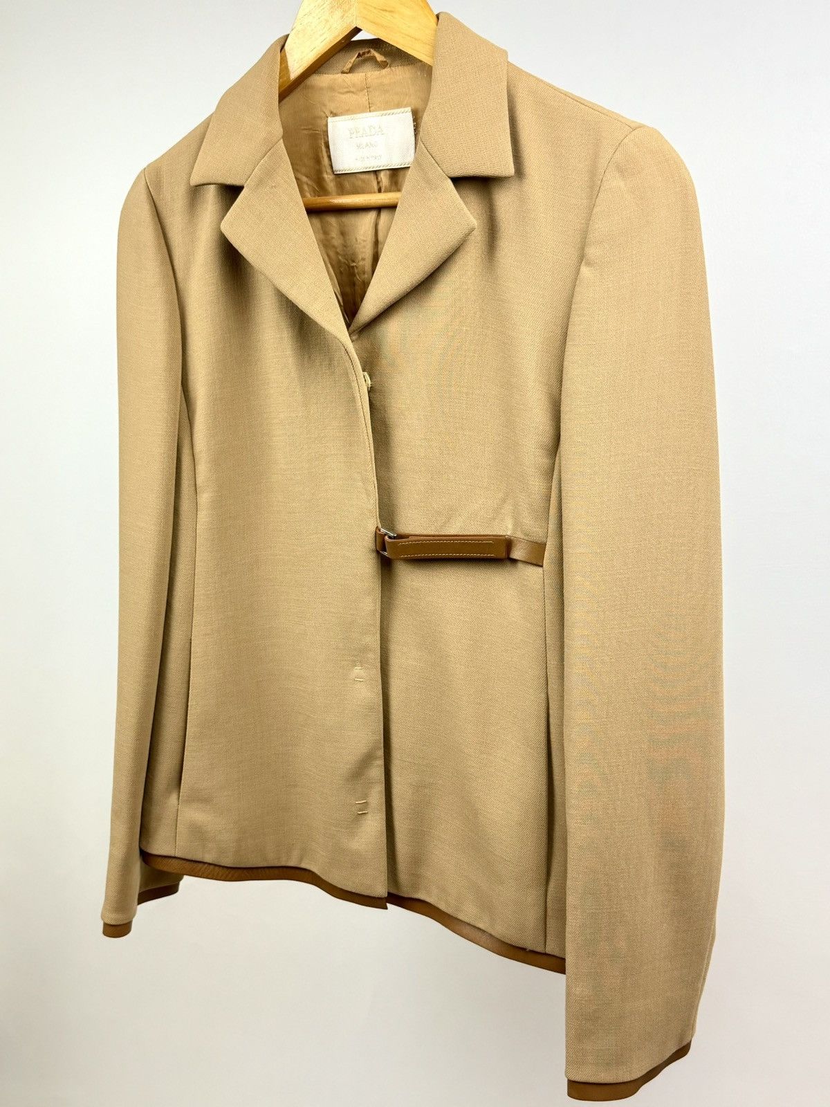 Prada Prada - FW/99 - Leather Trimmed - Wool - Jacket & Skirt Set Size S / US 4 / IT 40 - 3 Thumbnail