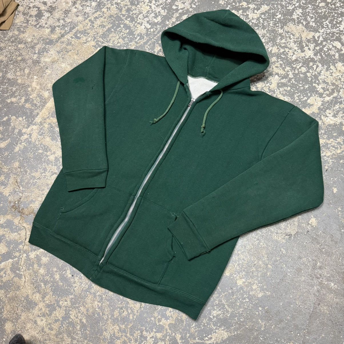 Vintage True Vintage Green Cotton Waffle Insulated Thermal Zip Hoodi Size US M / EU 48-50 / 2 - 2 Thumbnail