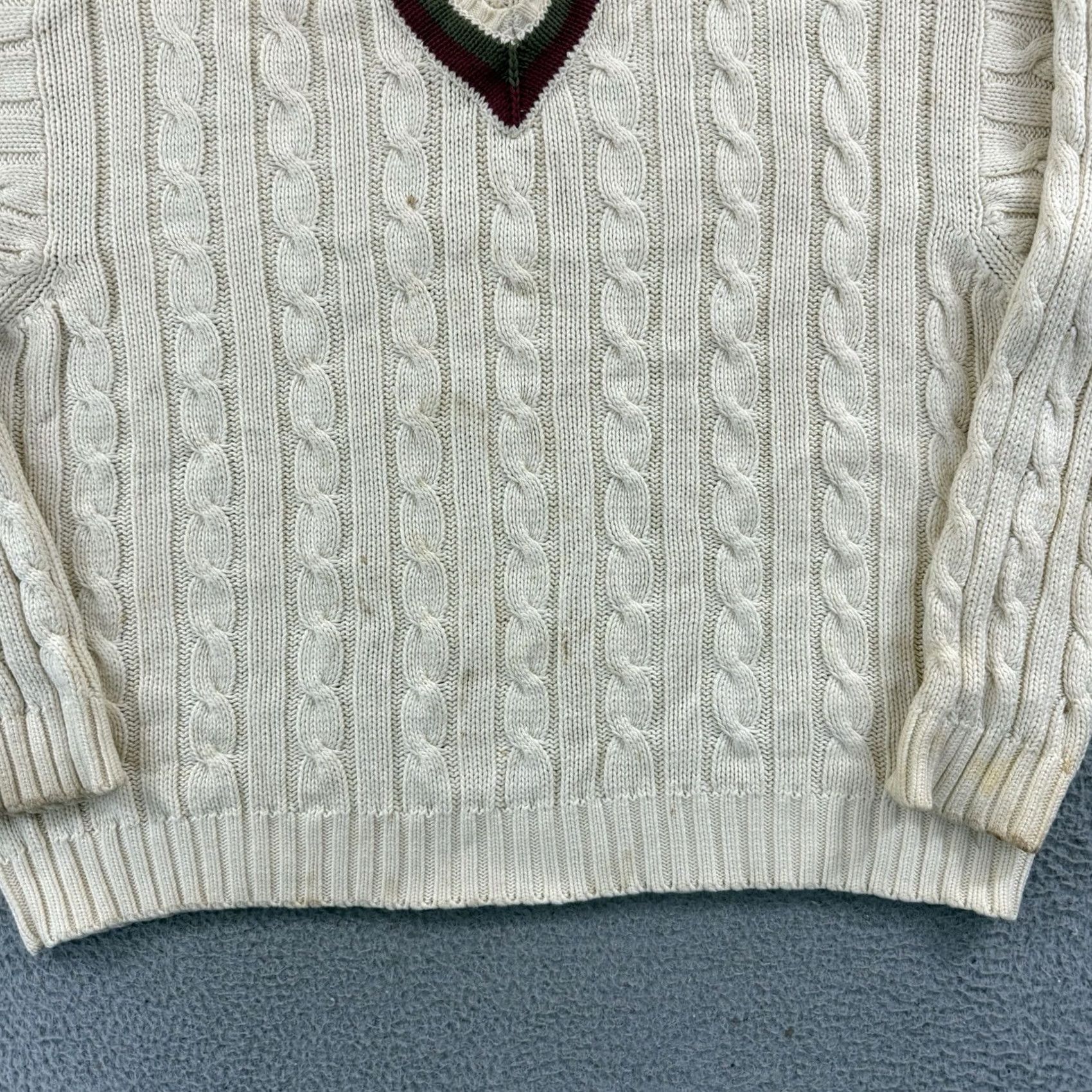 Gap VINTAGE Gap Sweater Mens 2XL Ivory Cable-Knit V Neck 90s Classic Preppy Size US XXL / EU 58 / 5 - 2 Thumbnail