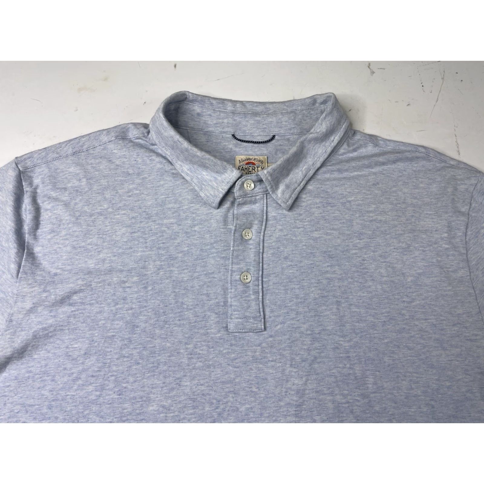 Faherty Faherty Polo Shirt XXL Blue Cotton Polo Shirt Mens Button-Down Collar Short Sleeve Regular Fit Outdoor All Seasons Casual Size US XXL / EU 58 / 5 - 2 Thumbnail