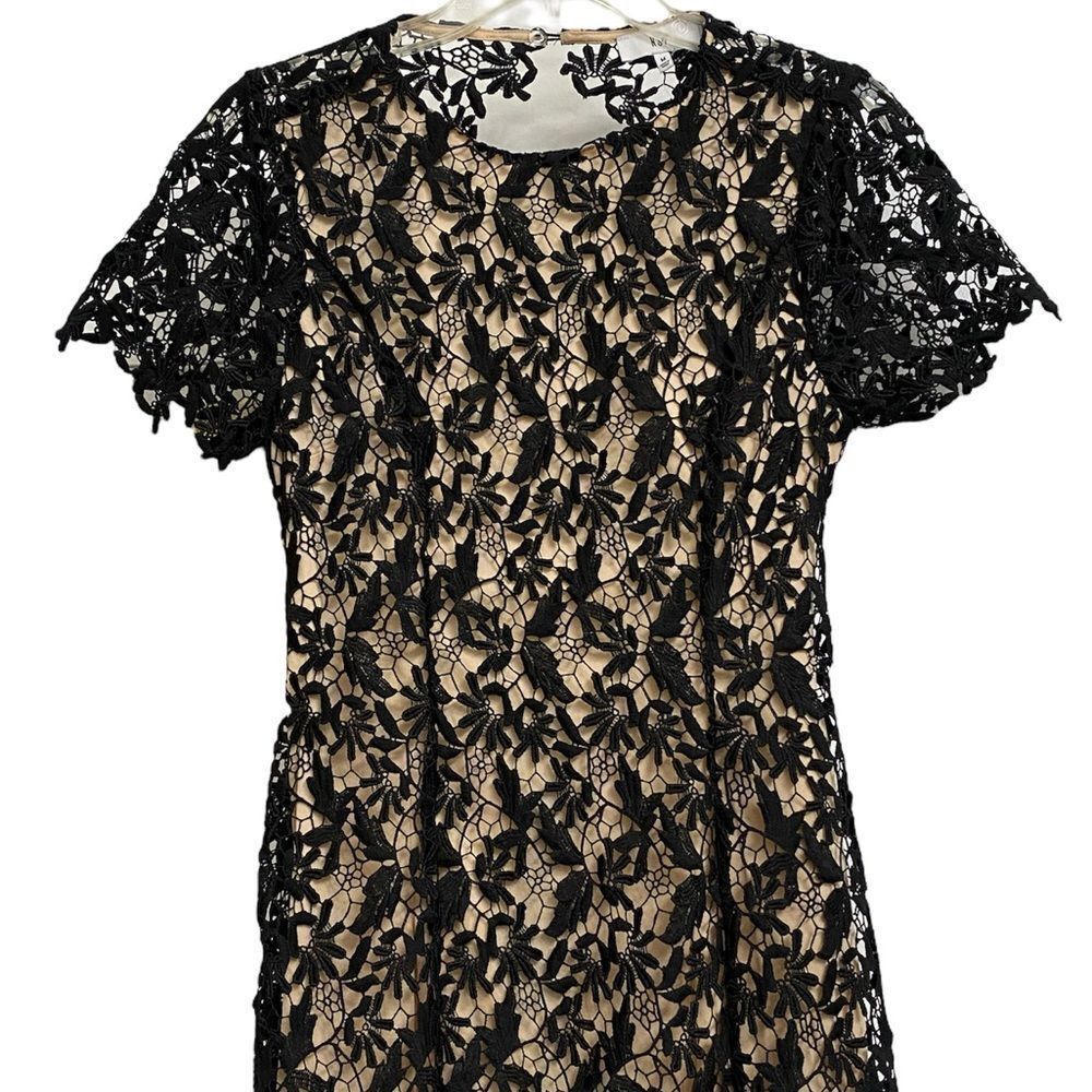 Other NWOT NSR Open Back Lace Overlay Midi Dress Sz M Black Beige Size M / US 6-8 / IT 42-44 - 3 Thumbnail