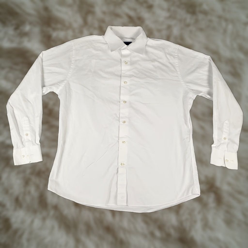 David Donahue VINTAGE David Donahue Dress Shirt Mens Size 17 White Cotton Long Sleeve Business Casual Formal Size 46R - 1 Thumbnail