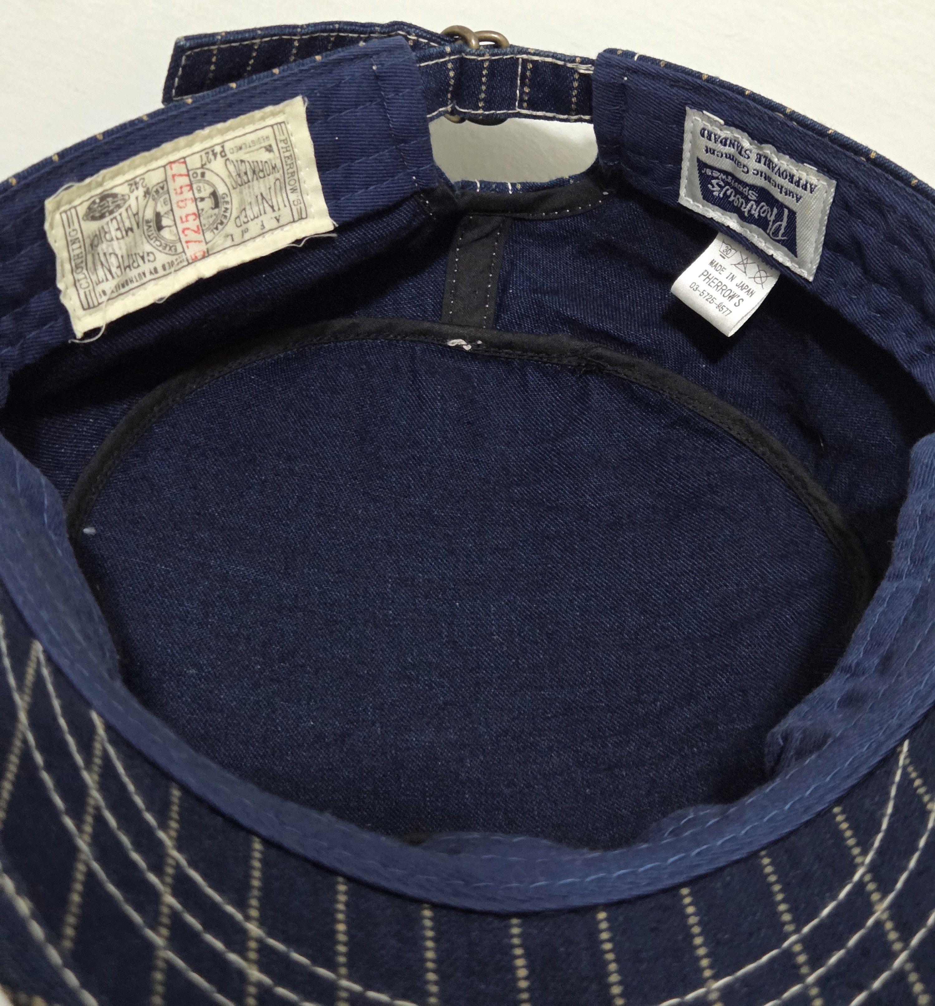 Pherrow's Vintage Pherrow's Indigo Wabash Stripe Work Cap Railroader Size ONE SIZE - 3 Thumbnail