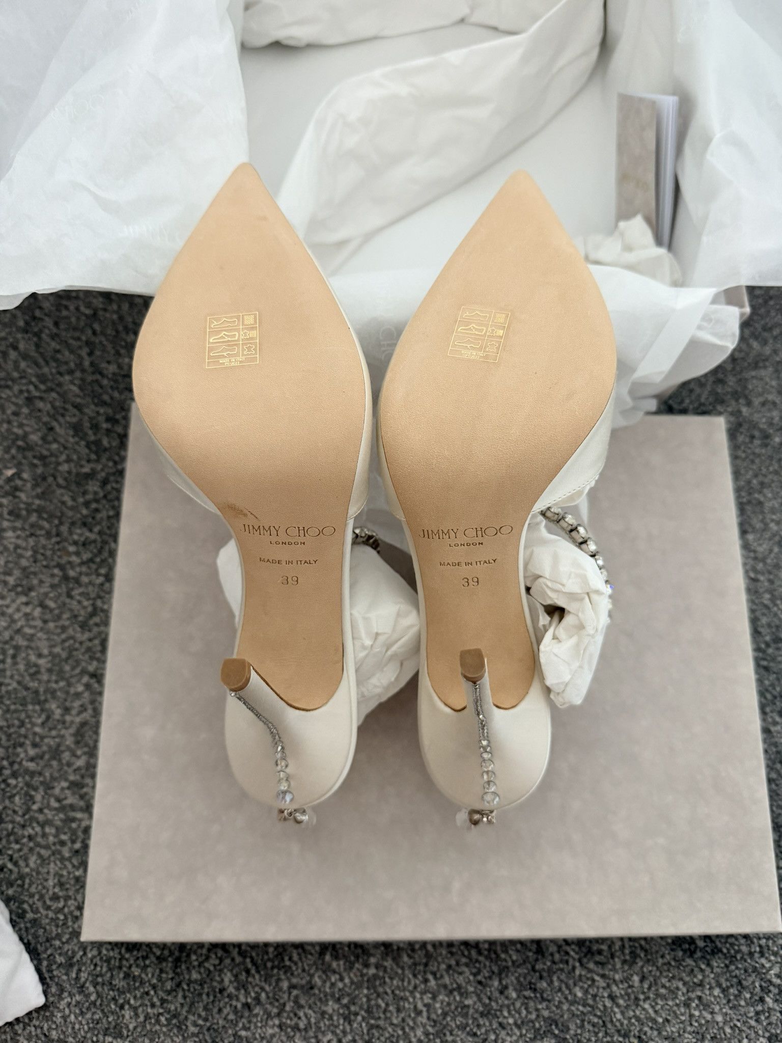 Jimmy Choo Jimmy Choo Saeda 100 l 39 EU Ivory/Crystal Size US 9 / IT 39 - 8 Thumbnail
