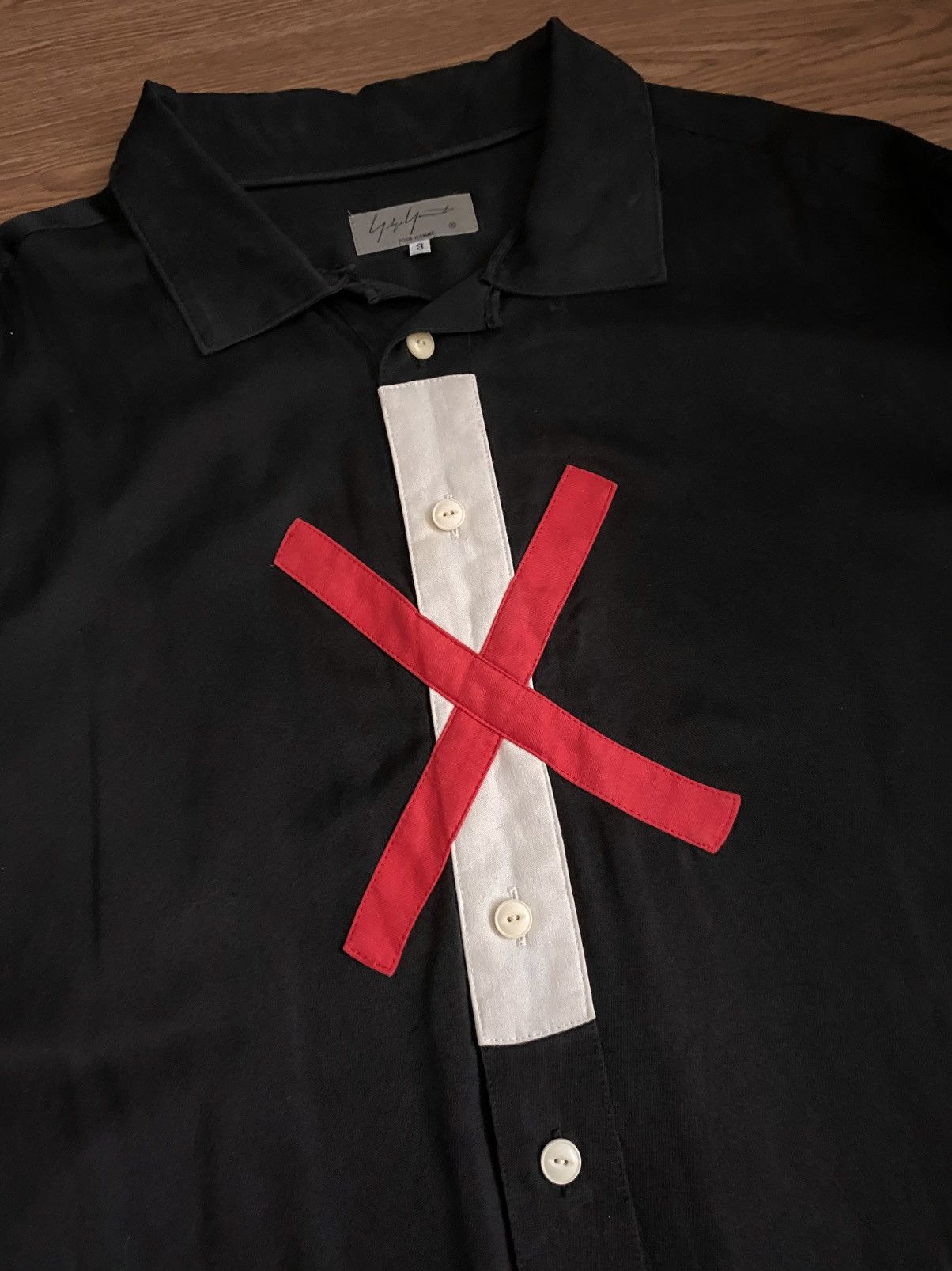 Yohji Yamamoto Yohji Yamamoto Pour Homme Red Cross Silk Shirt SS17 Look17 Size US M / EU 48-50 / 2 - 3 Thumbnail