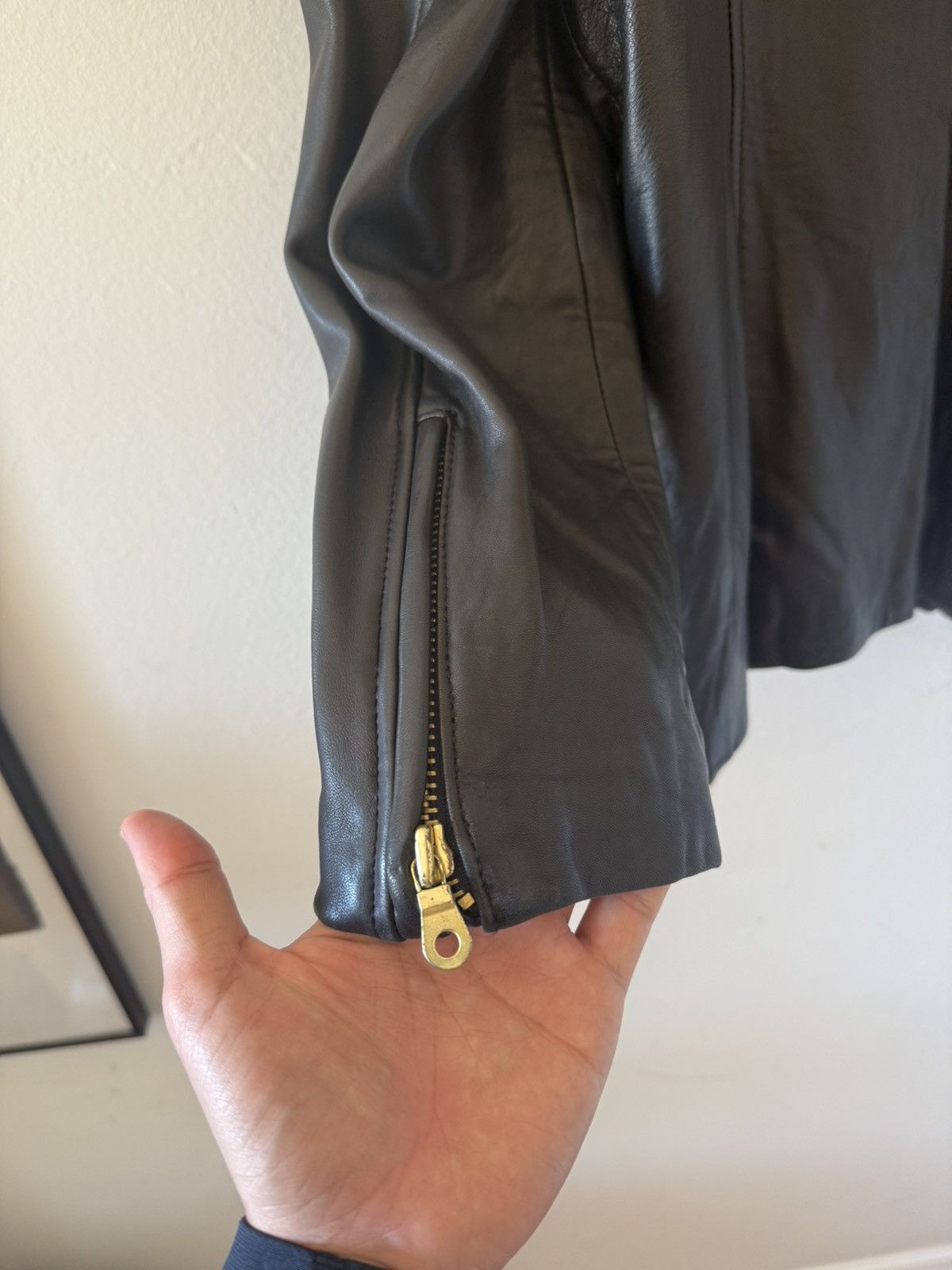 Vintage MARC New York Black Leather Jacket for Women Size L / US 10 / IT 46 - 4 Thumbnail