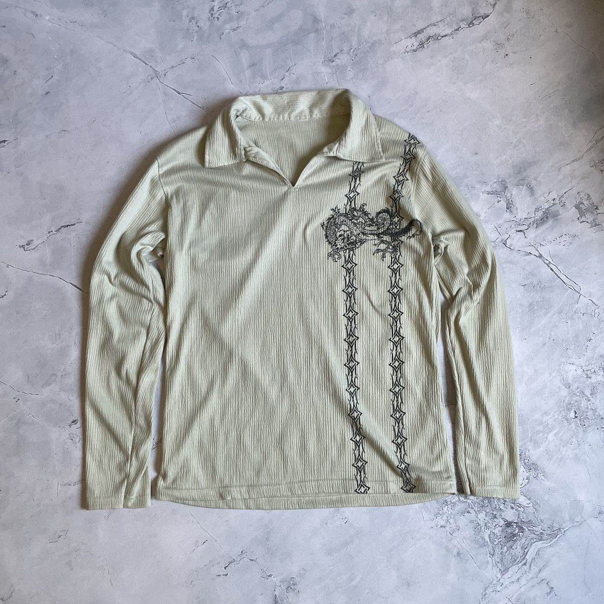 AvantGarde Diesel Style Dragon Y2K Printed Knit Longsleeve