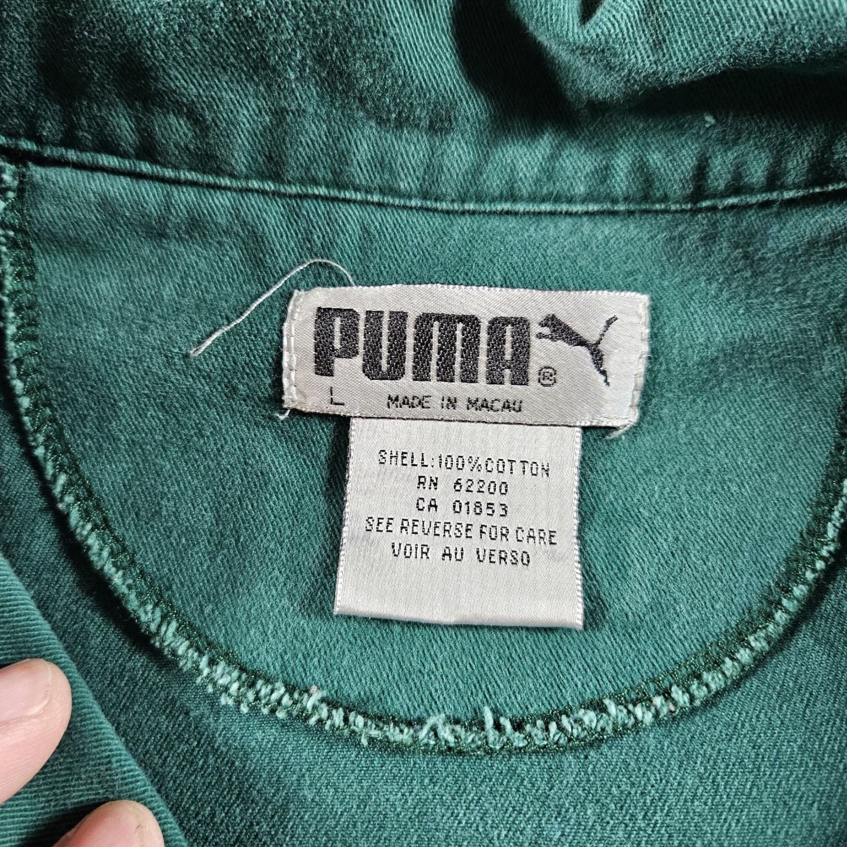 Puma VINTAGE Puma Sweatshirt Mens Large Green Collared Pullover Drawstring Logo 90s Size US L / EU 52-54 / 3 - 5 Thumbnail