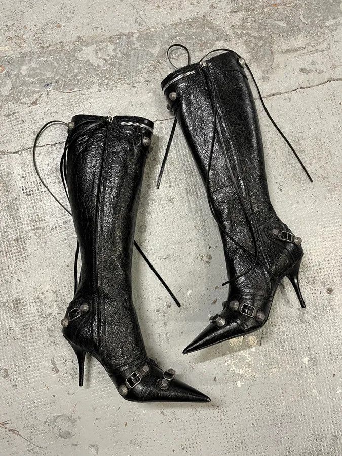 Balenciaga Balenciaga City Studded Cagole 90 Black Heels Boots Size US 7 / IT 37 - 4 Thumbnail