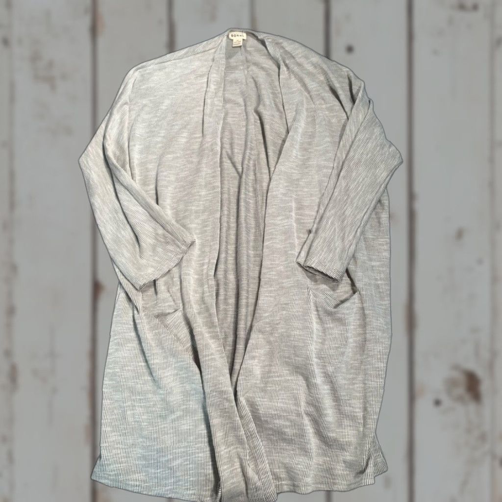 DONNI. DONNI. Cardigan Gray Striped Women's One Size Regular Color Gray Cardigan Size ONE SIZE - 1 Thumbnail