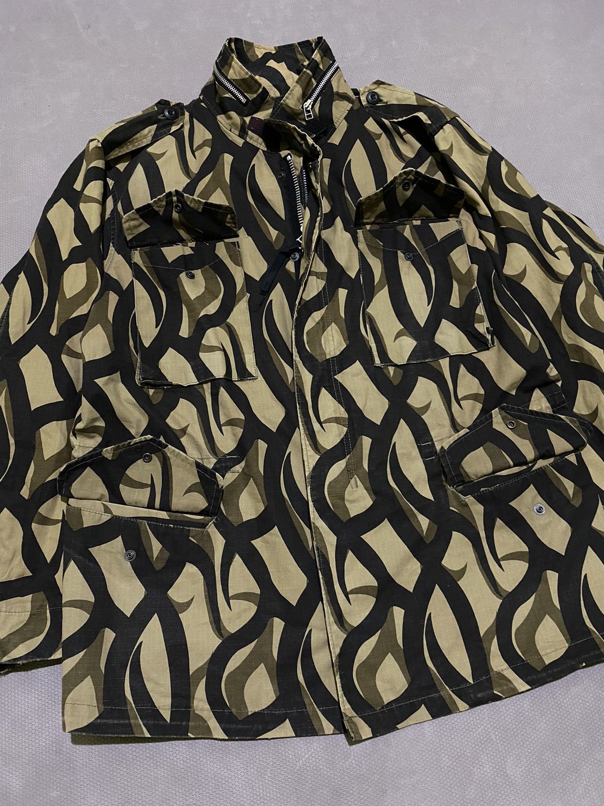 Japanese Brand × Tribal Streetwear × Vintage M65 parka Houston inc “like Number (N)ine tribal camo jacket Size US L / EU 52-54 / 3 - 2 Thumbnail